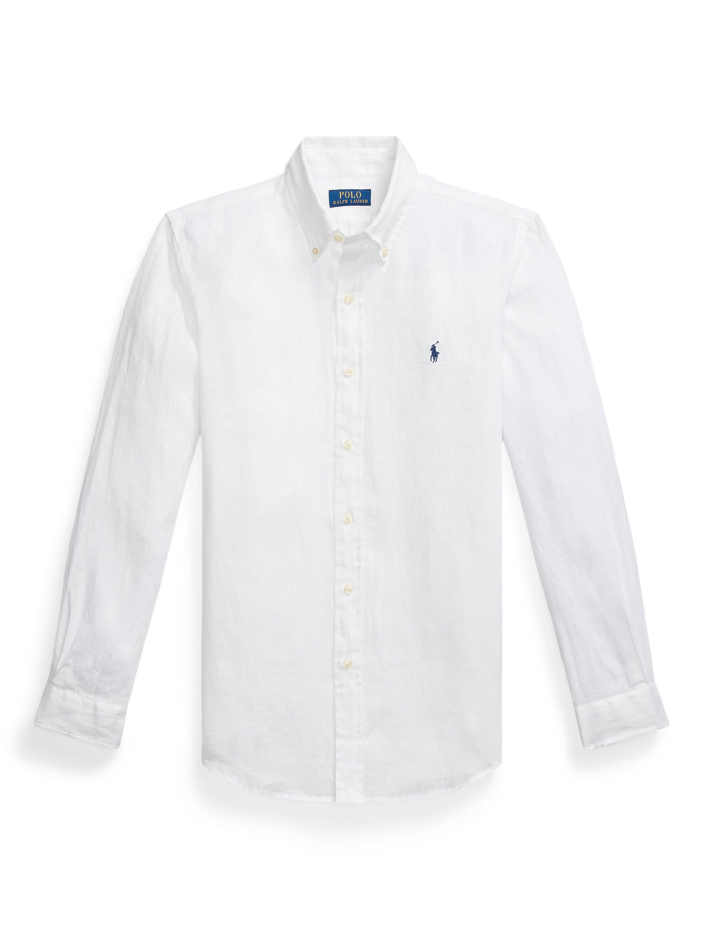 Product image 5 of 5, which shows Polo Ralph Lauren Linen Regular Fit Shirt, Ceramic White, S