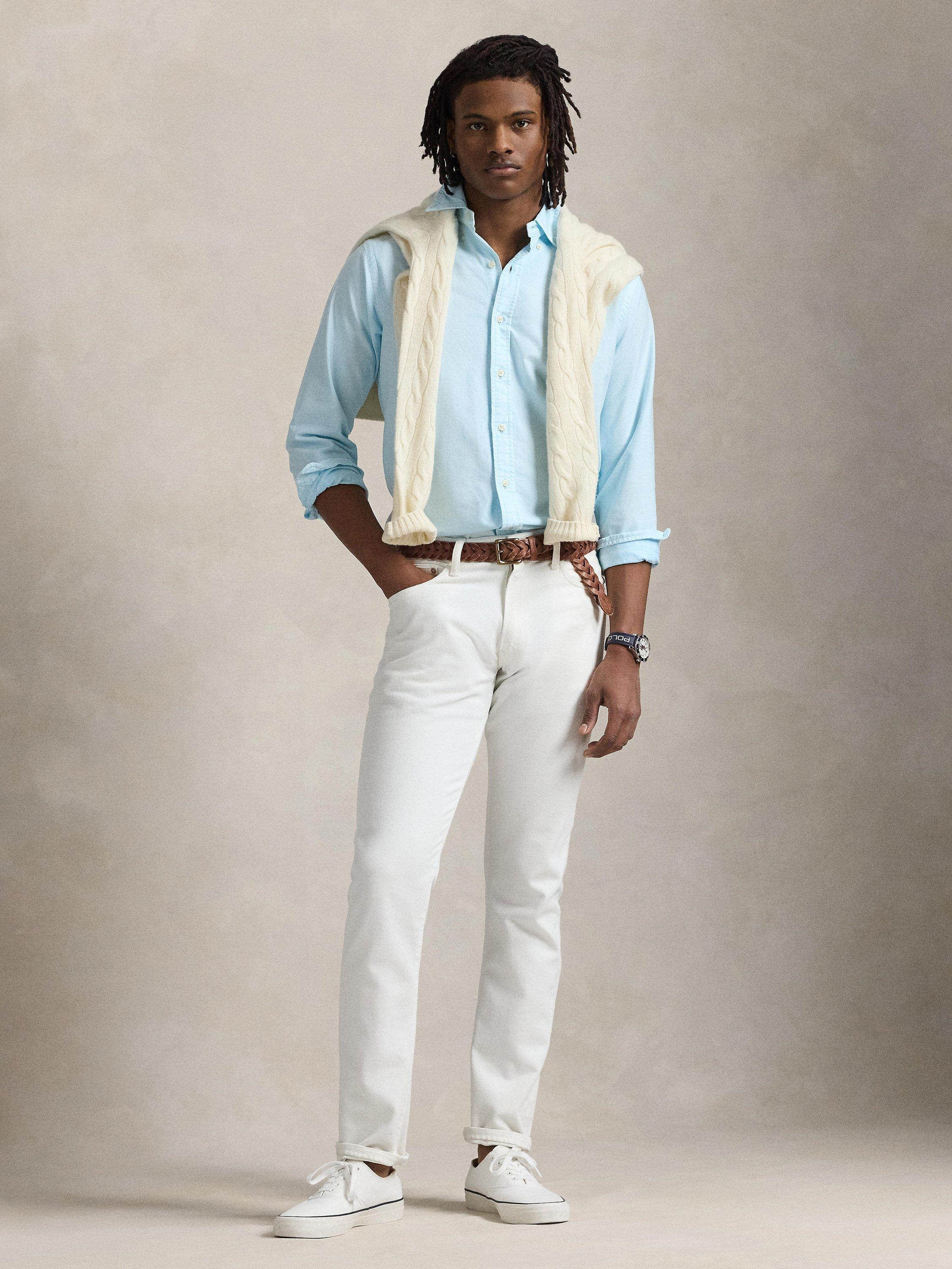 Product image 4 of 11, which shows Polo Ralph Lauren Cotton Regular Fit Logo Oxford Shirt, Sky, S