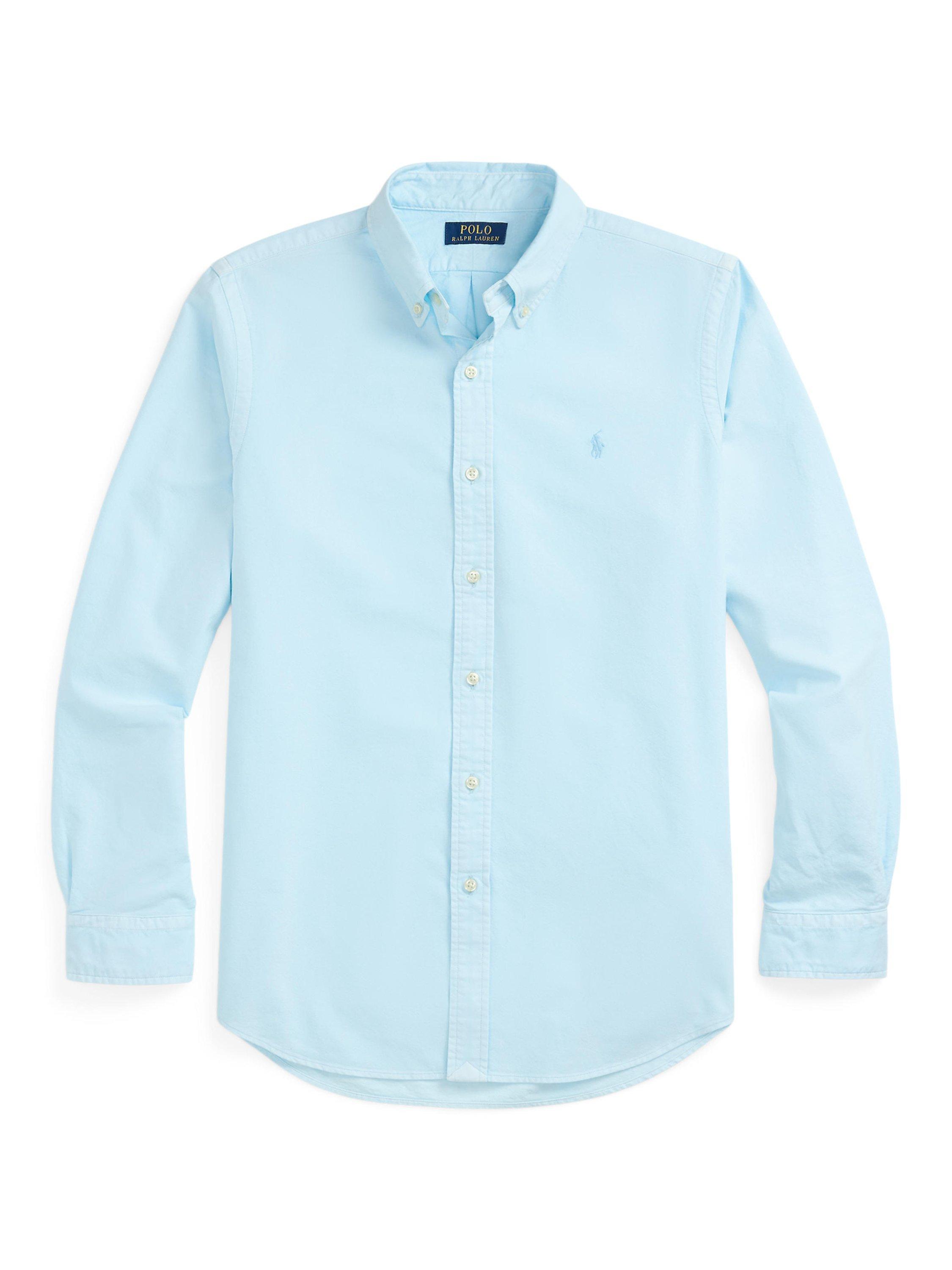 Product image 5 of 11, which shows Polo Ralph Lauren Cotton Regular Fit Logo Oxford Shirt, Sky, S