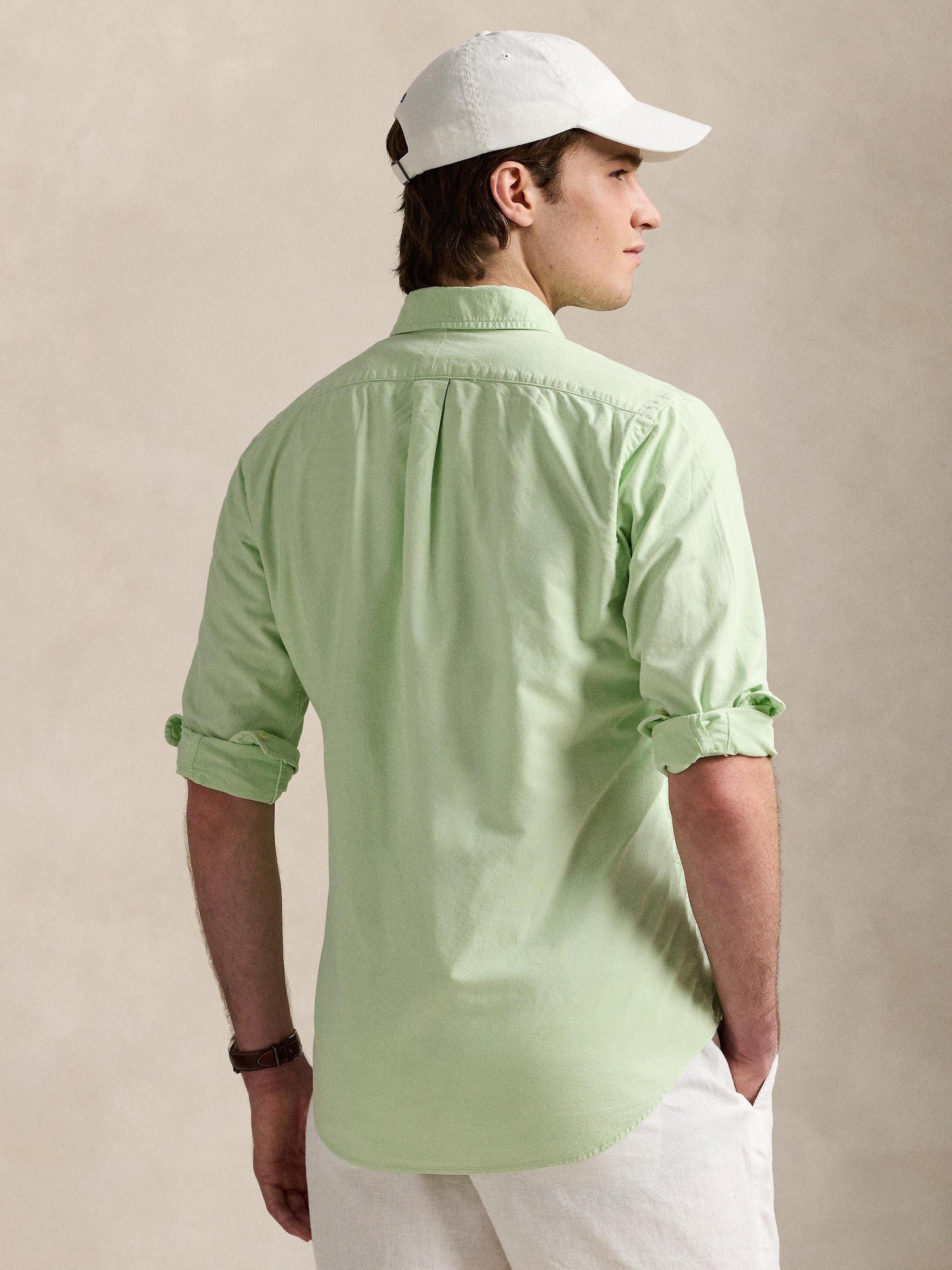 Product image 2 of 5, which shows Polo Ralph Lauren Cotton Regular Fit Logo Oxford Shirt, Leaf, S