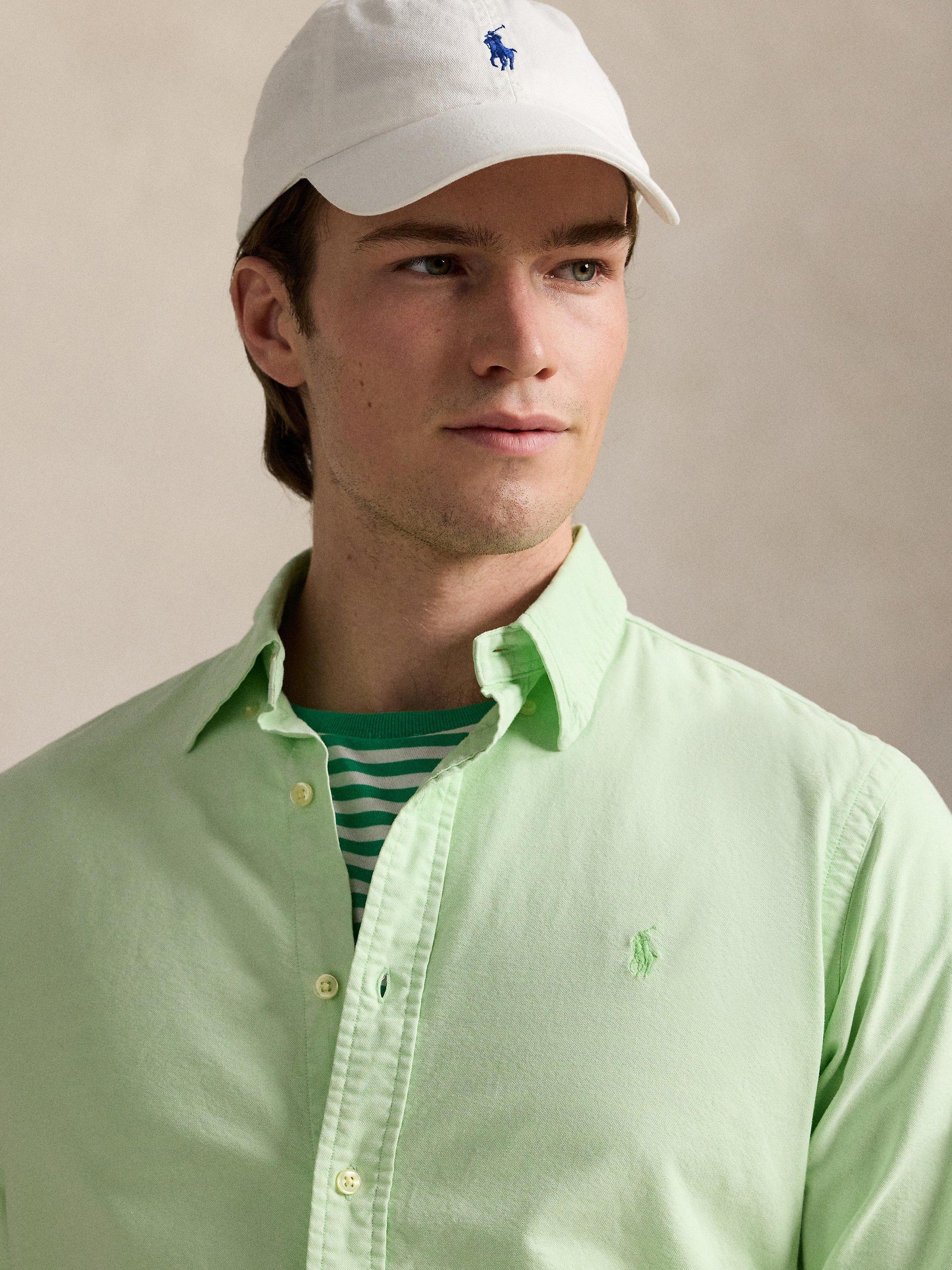 Product image 3 of 5, which shows Polo Ralph Lauren Cotton Regular Fit Logo Oxford Shirt, Leaf, S