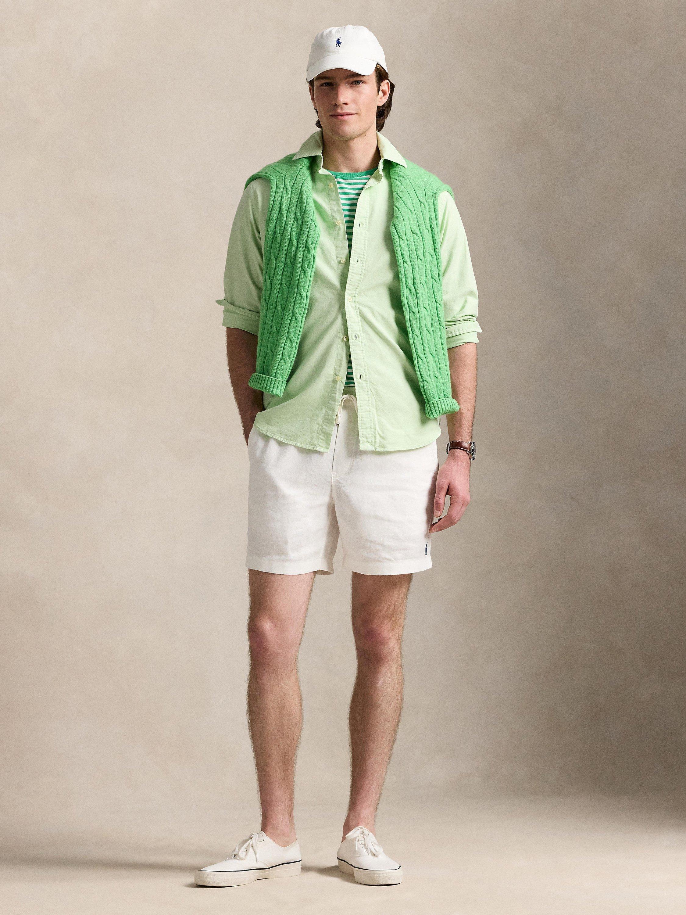 Product image 4 of 5, which shows Polo Ralph Lauren Cotton Regular Fit Logo Oxford Shirt, Leaf, S