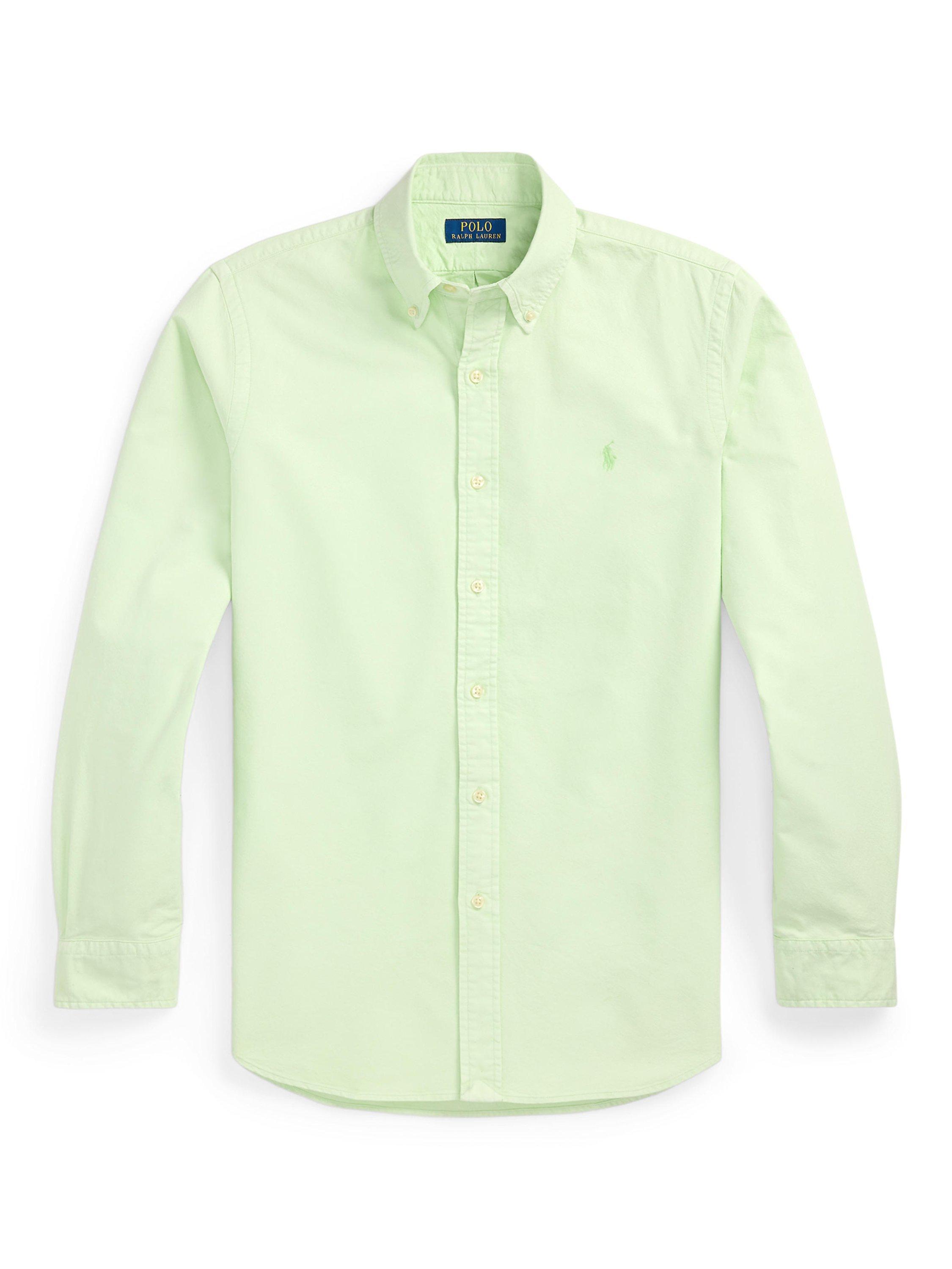 Product image 5 of 5, which shows Polo Ralph Lauren Cotton Regular Fit Logo Oxford Shirt, Leaf, S