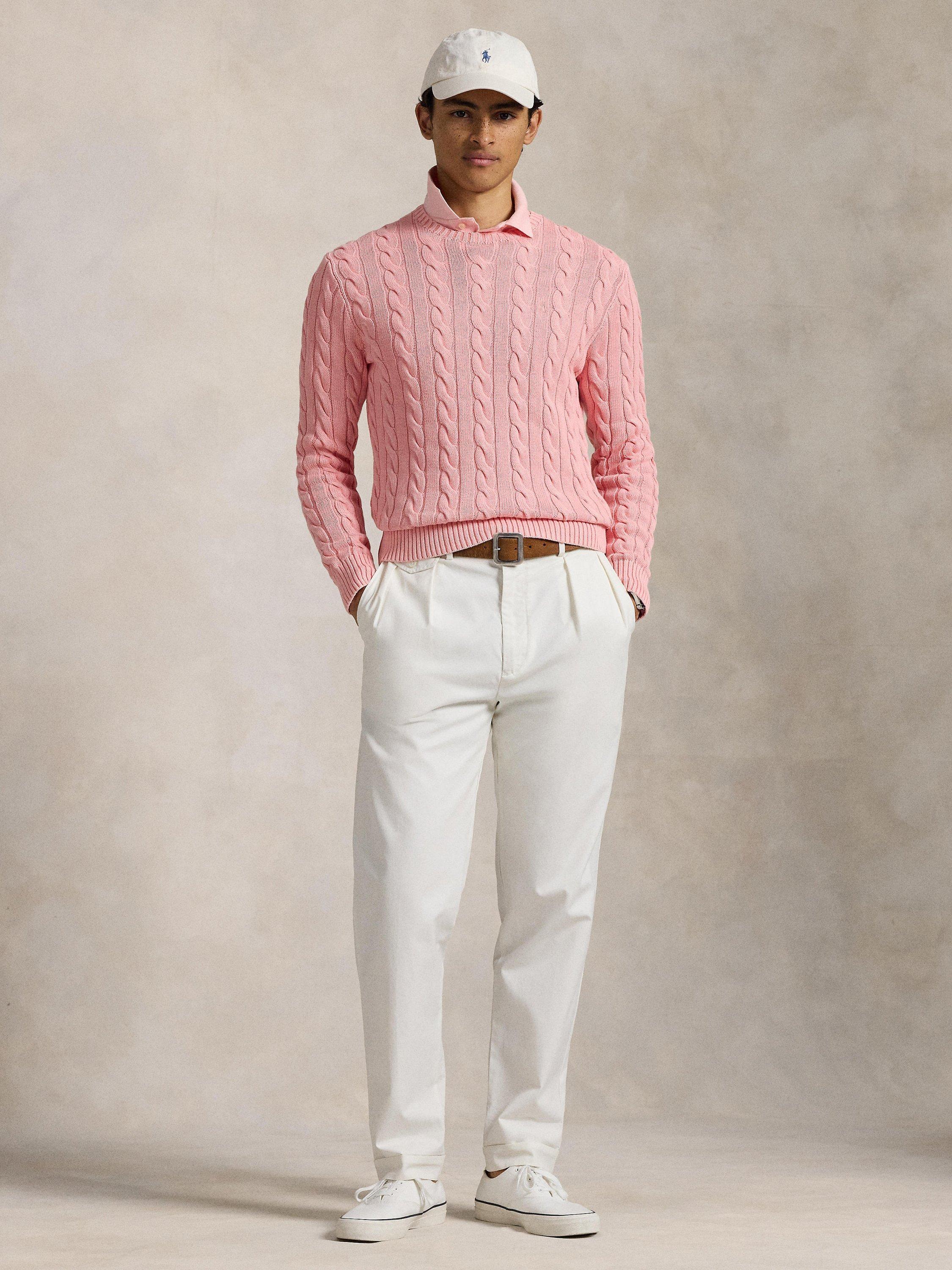 Product image 4 of 5, which shows Polo Ralph Lauren Cotton Cable Knit Jumper, Rose Gmd, S