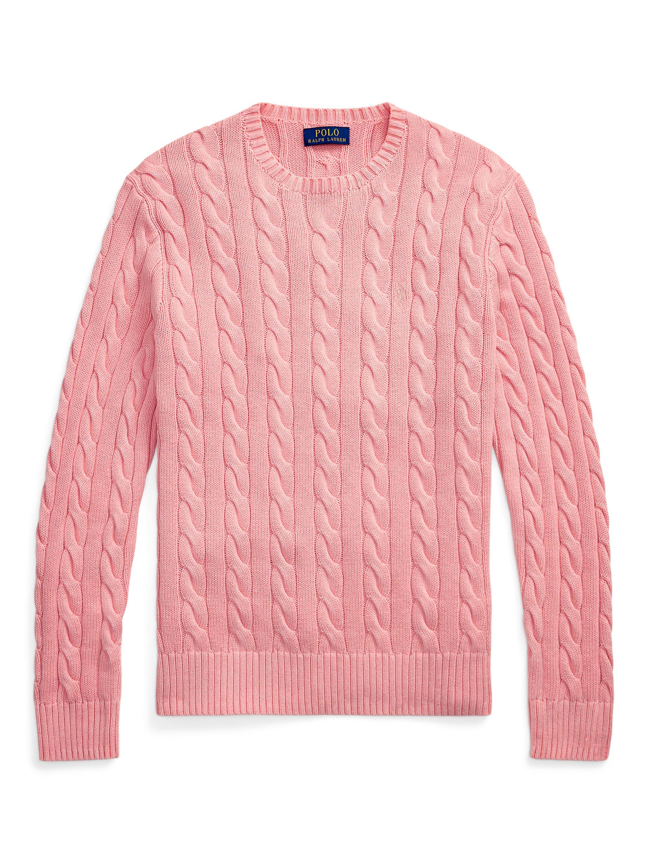Product image 5 of 5, which shows Polo Ralph Lauren Cotton Cable Knit Jumper, Rose Gmd, S