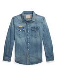 Polo Ralph Lauren Cotton Regular Fit Denim Western Shirt, Kelley