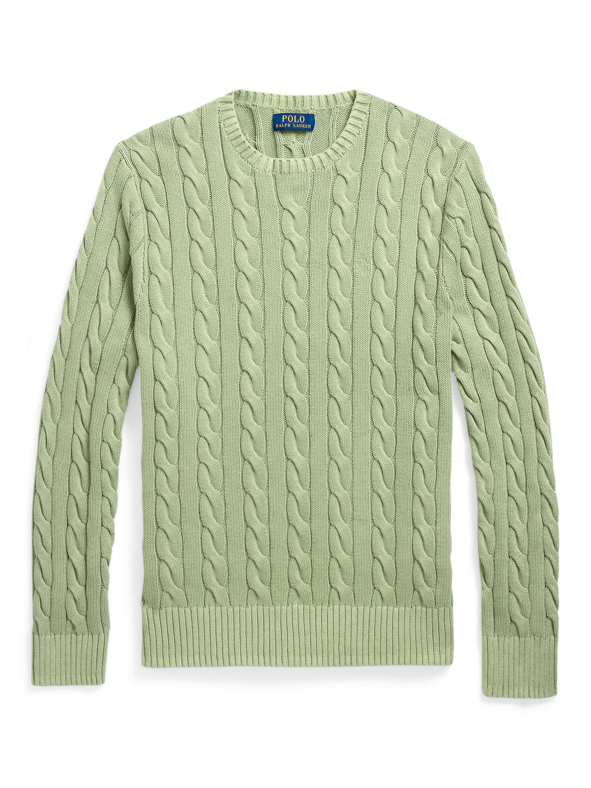 Product image 5 of 5, which shows Polo Ralph Lauren Cotton Cable Knit Jumper, Greenstone Gmd, S