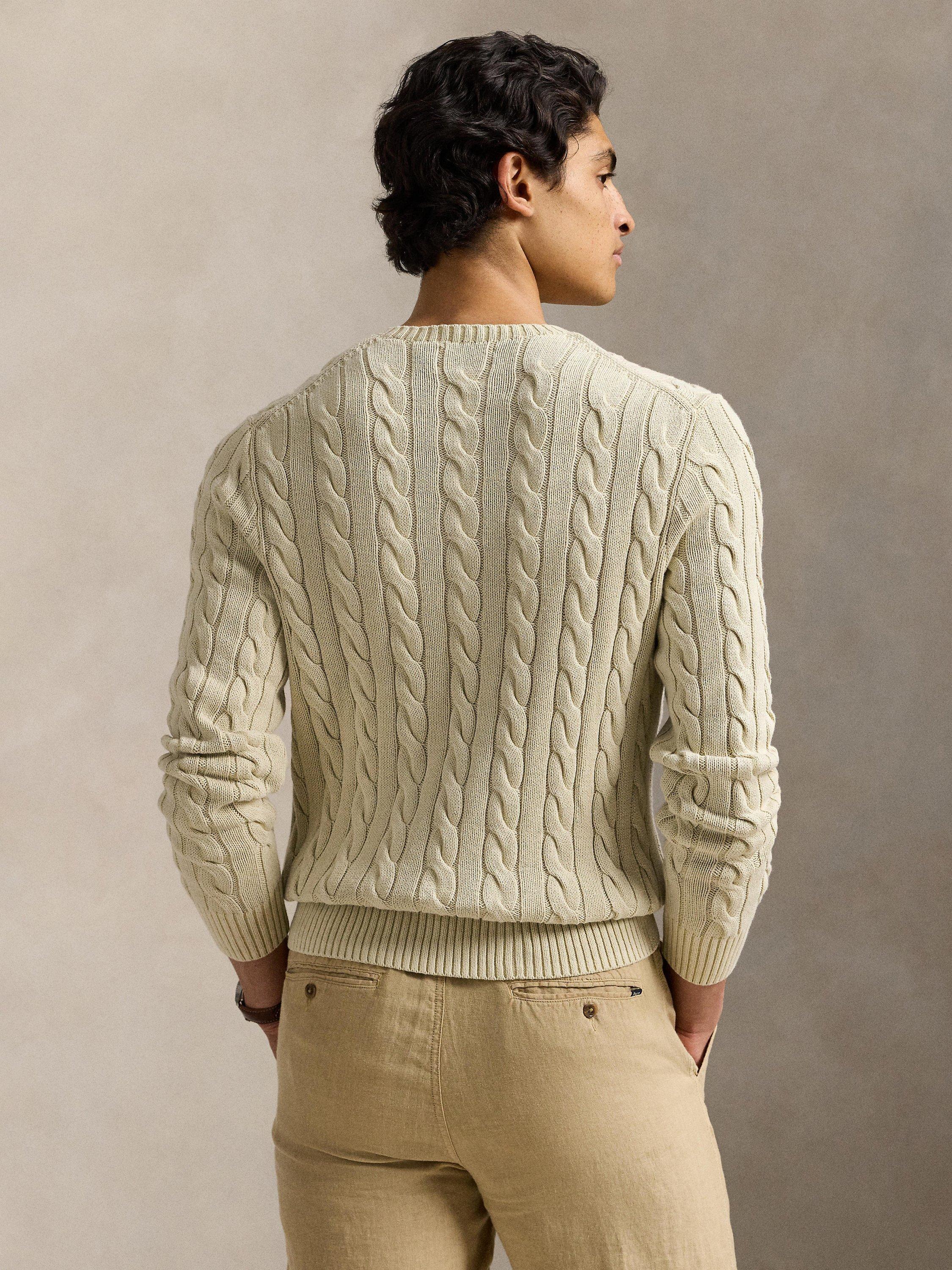 Product image 2 of 5, which shows Polo Ralph Lauren Cotton Cable Knit Jumper, Natural Gmd, S