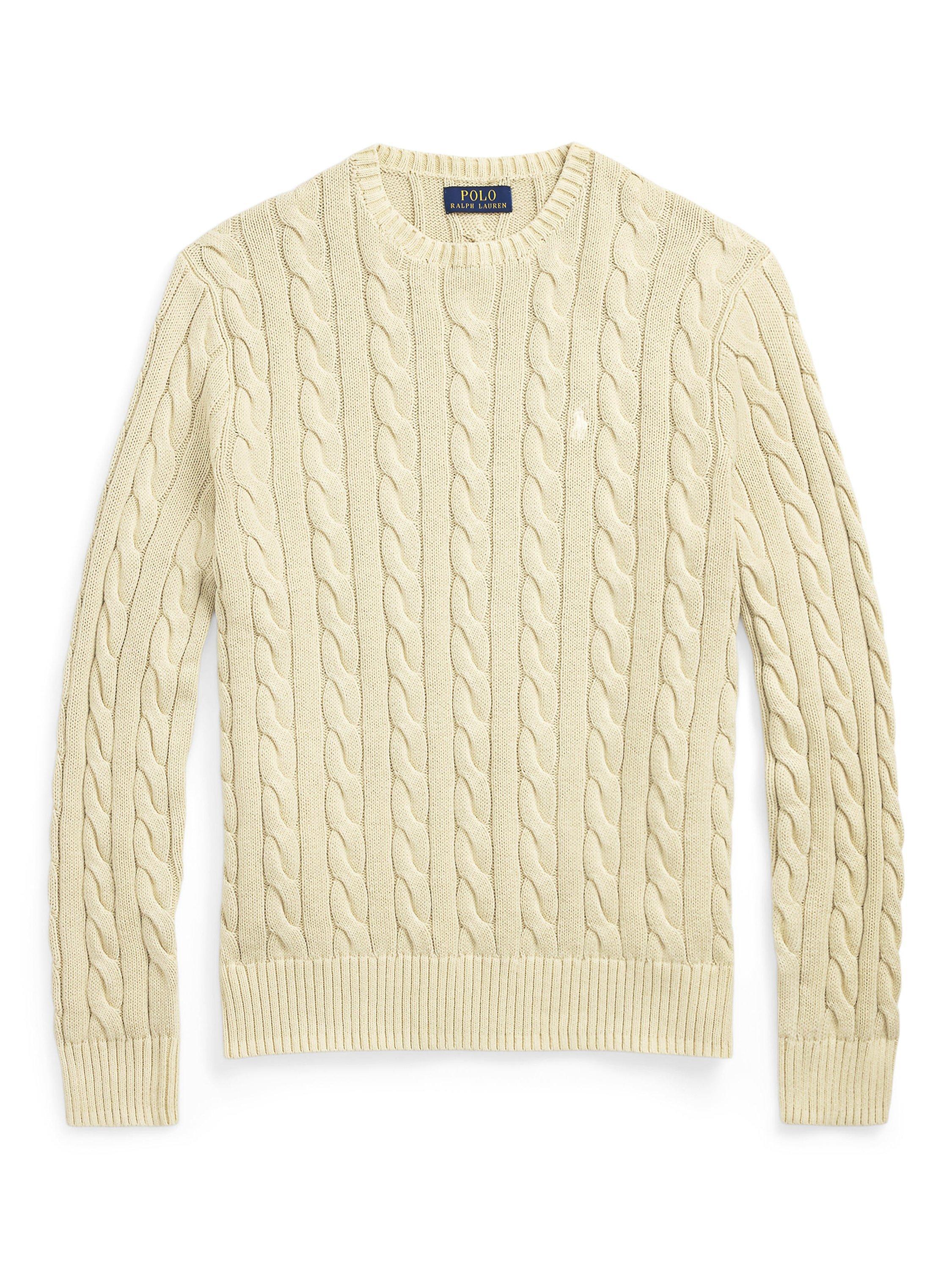 Product image 5 of 5, which shows Polo Ralph Lauren Cotton Cable Knit Jumper, Natural Gmd, S