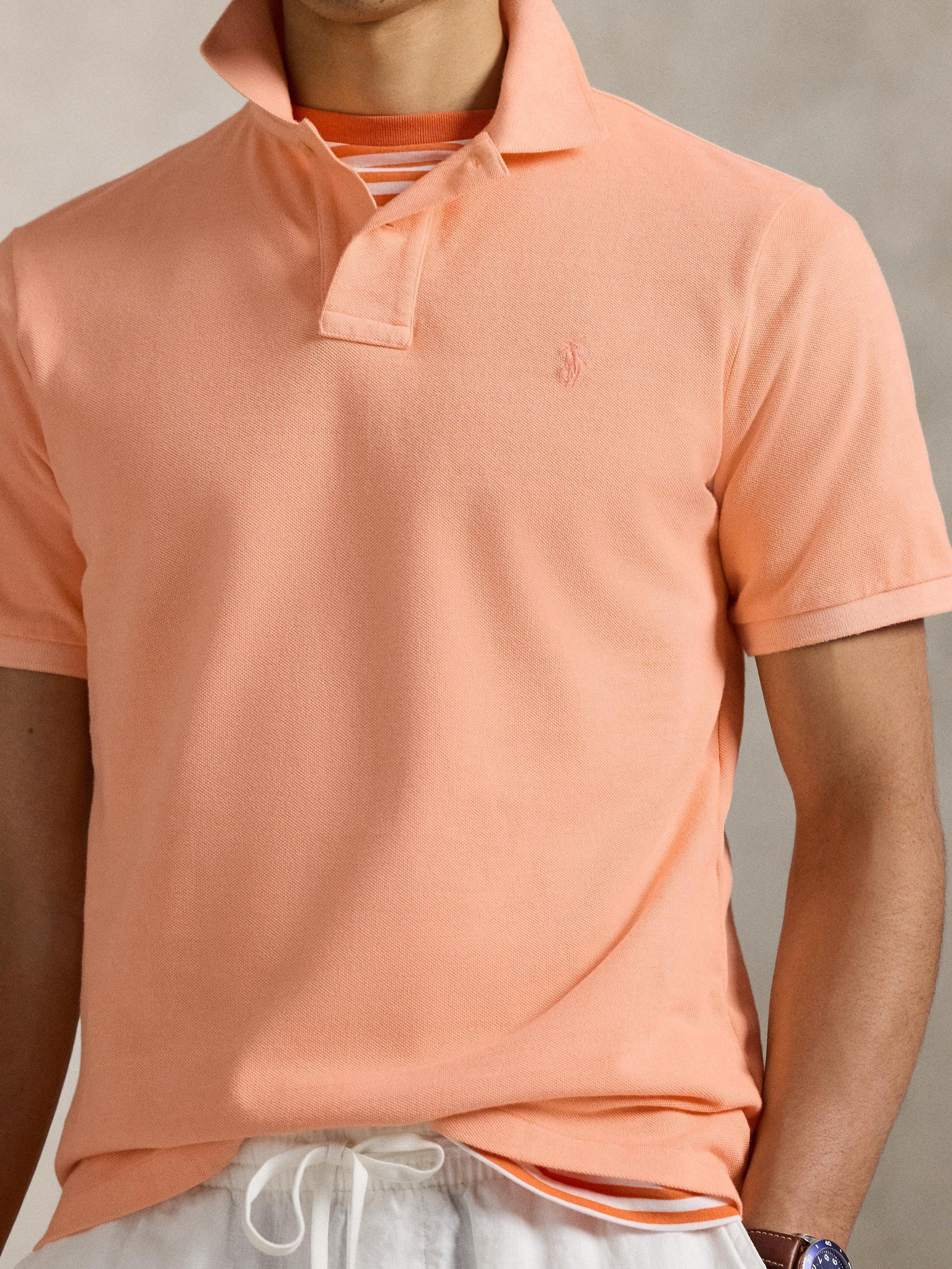 Product image 3 of 11, which shows Polo Ralph Lauren Cotton Custom Slim Fit Garment-Dyed Polo Shirt, Amber, S