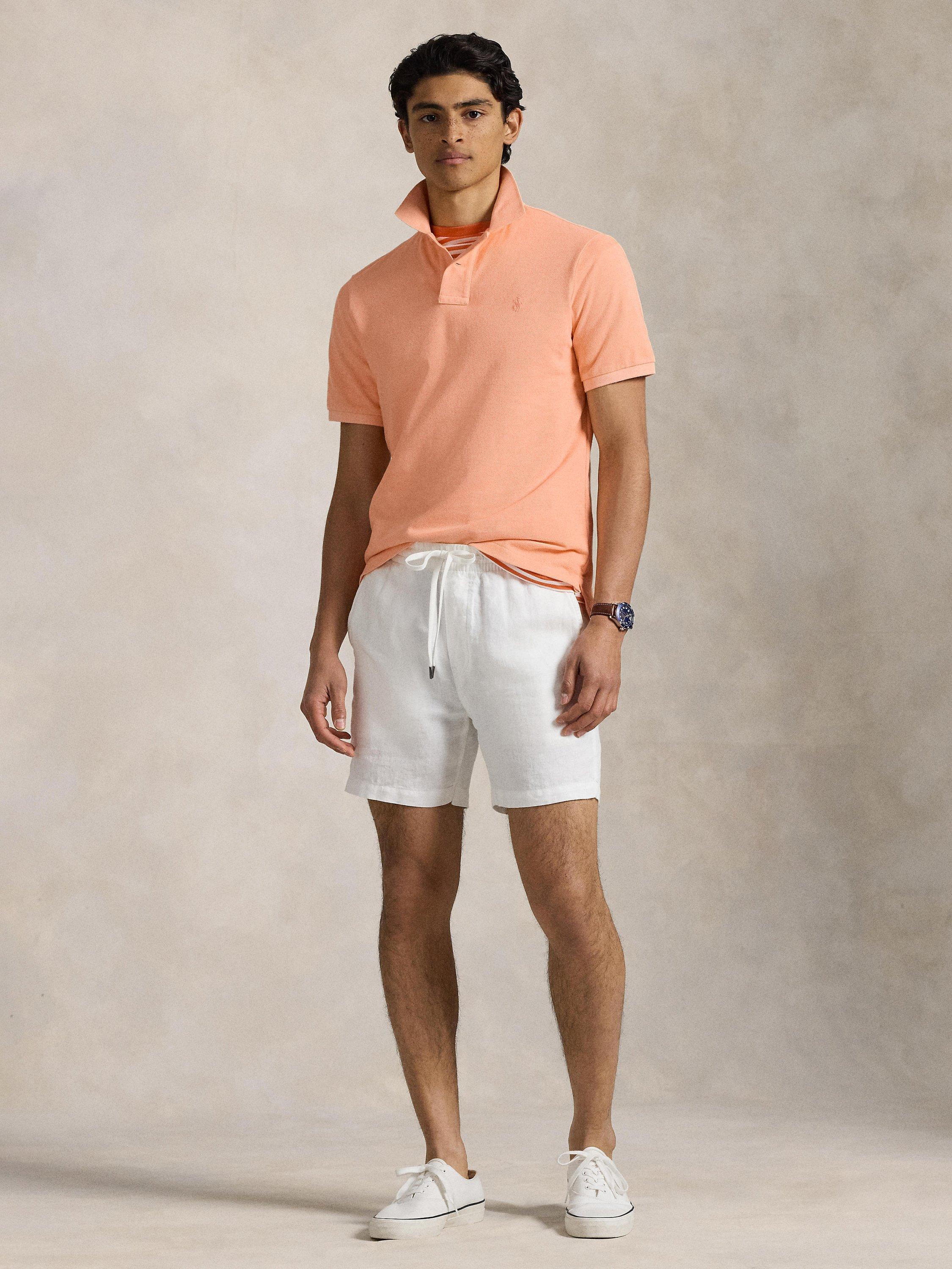 Product image 4 of 11, which shows Polo Ralph Lauren Cotton Custom Slim Fit Garment-Dyed Polo Shirt, Amber, S