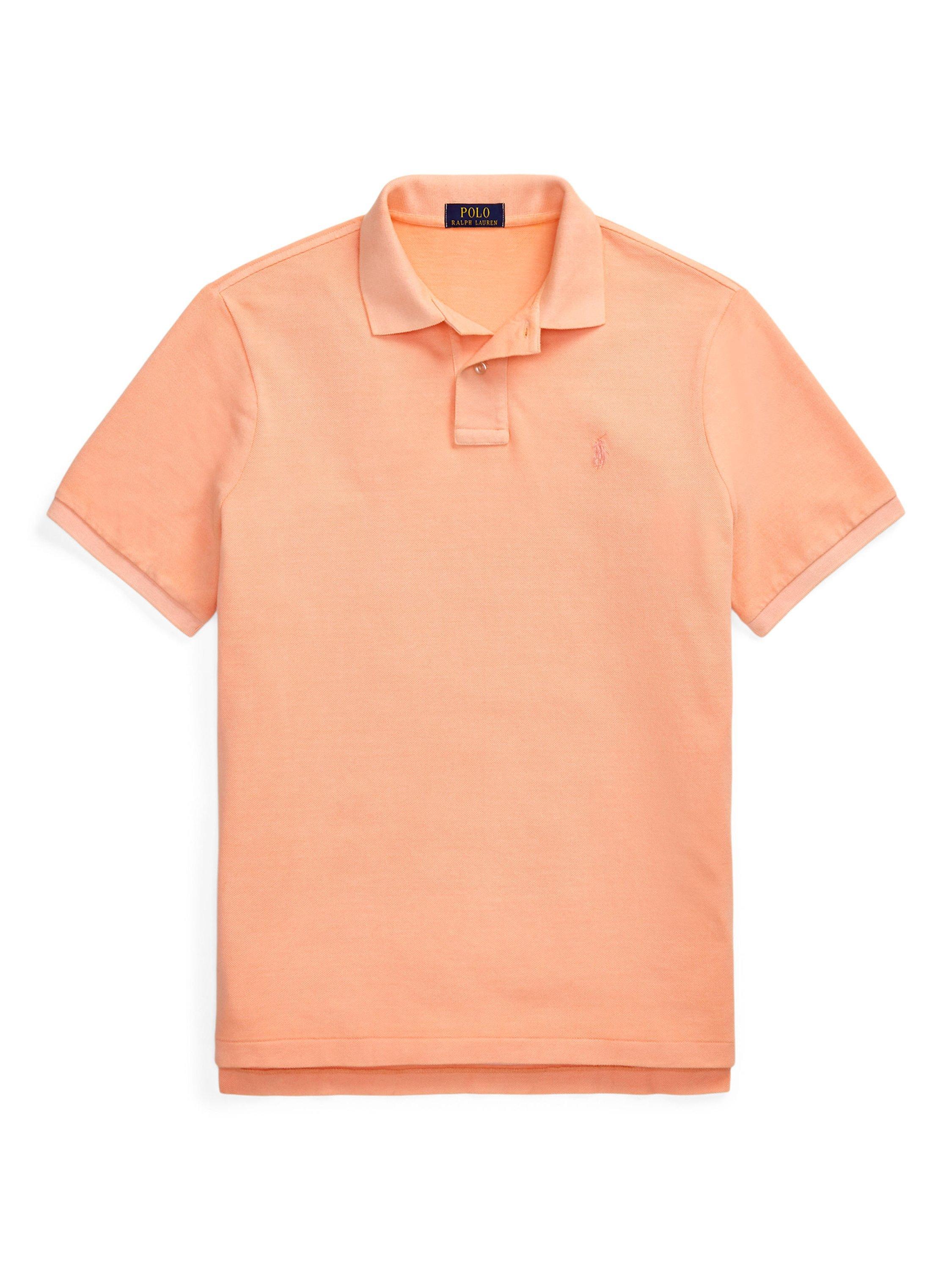 Product image 5 of 11, which shows Polo Ralph Lauren Cotton Custom Slim Fit Garment-Dyed Polo Shirt, Amber, S