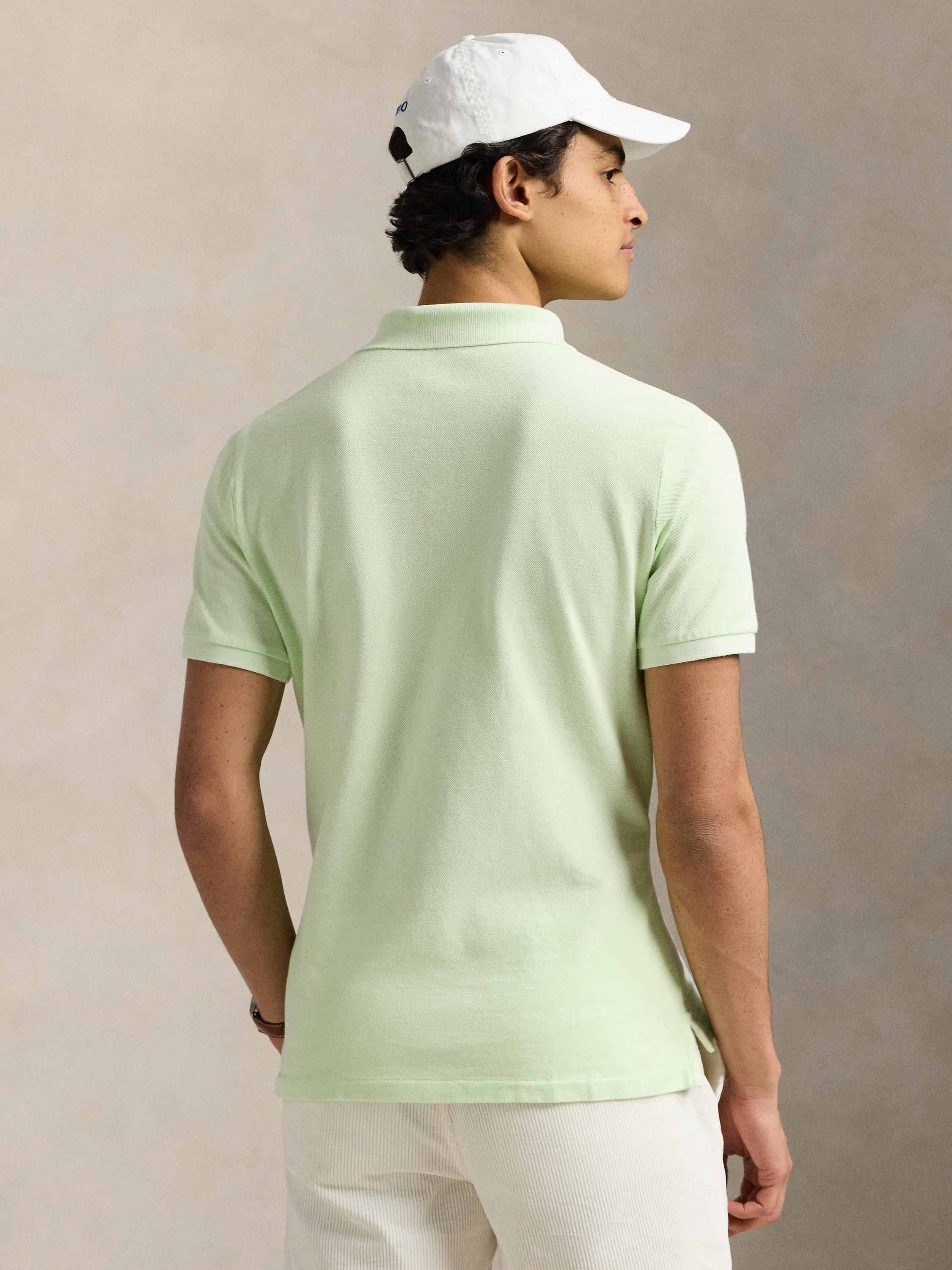 Product image 2 of 5, which shows Polo Ralph Lauren Cotton Custom Slim Fit Garment-Dyed Polo Shirt, Leaf, S