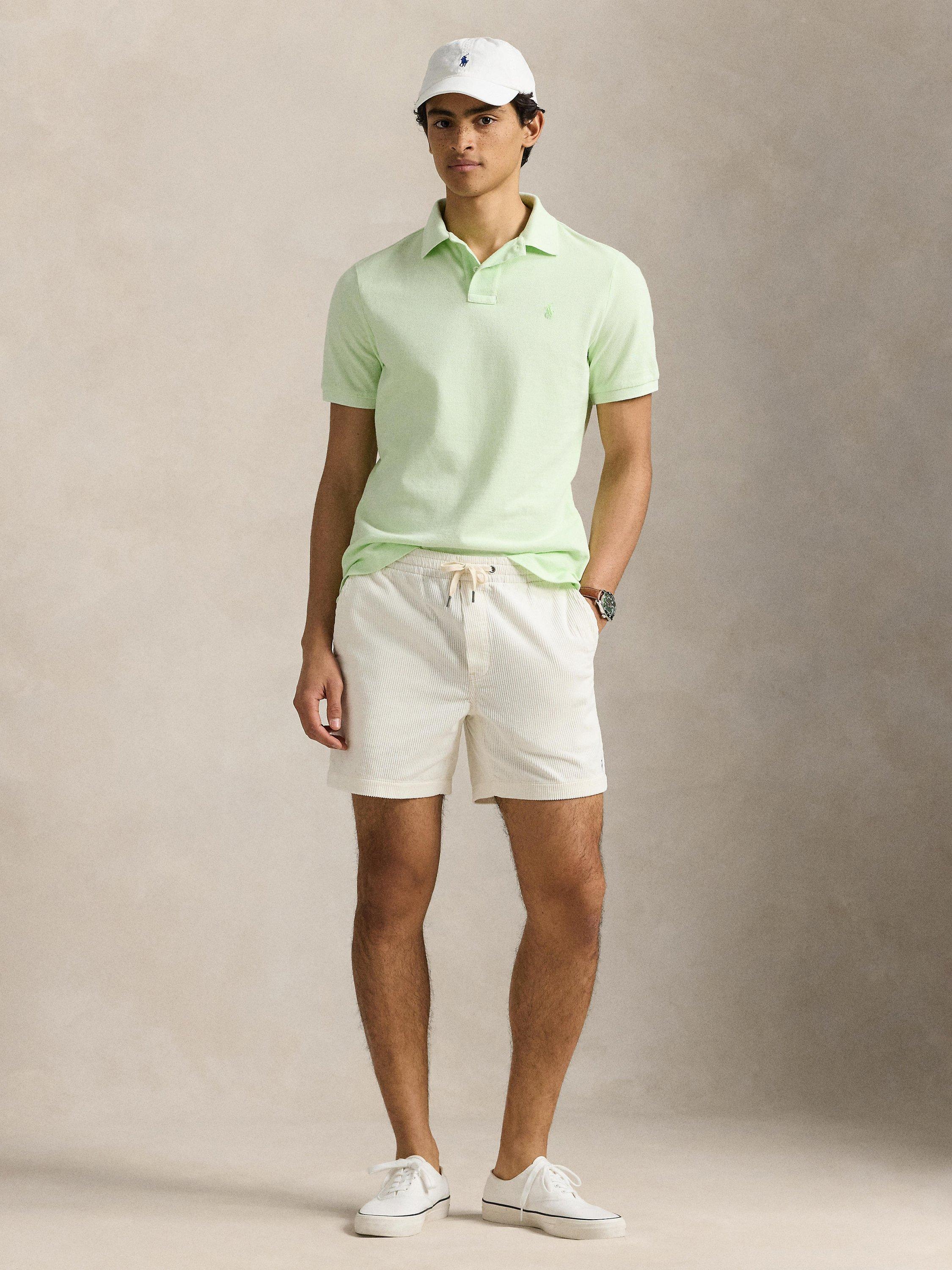 Product image 4 of 5, which shows Polo Ralph Lauren Cotton Custom Slim Fit Garment-Dyed Polo Shirt, Leaf, S