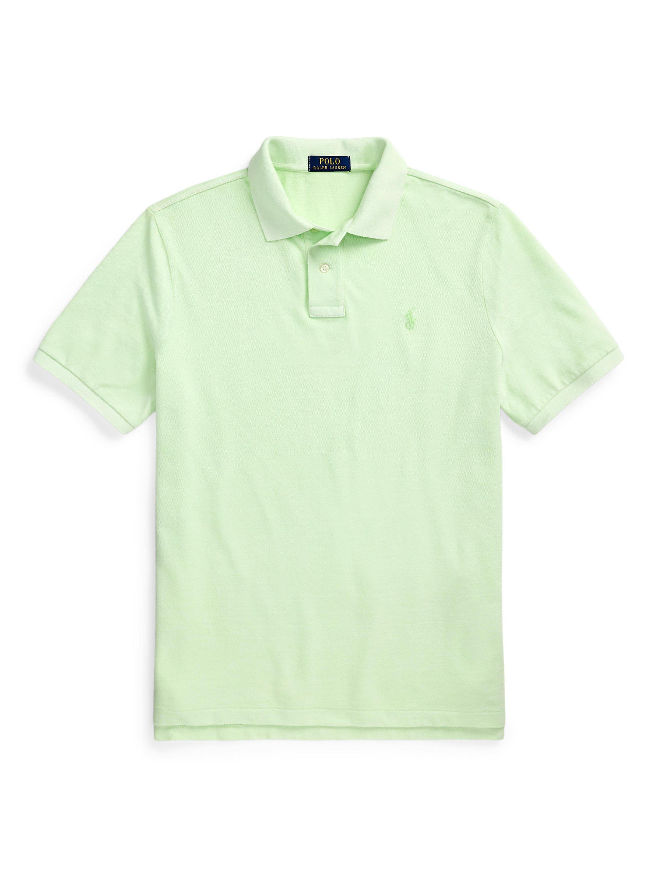 Product image 5 of 5, which shows Polo Ralph Lauren Cotton Custom Slim Fit Garment-Dyed Polo Shirt, Leaf, S