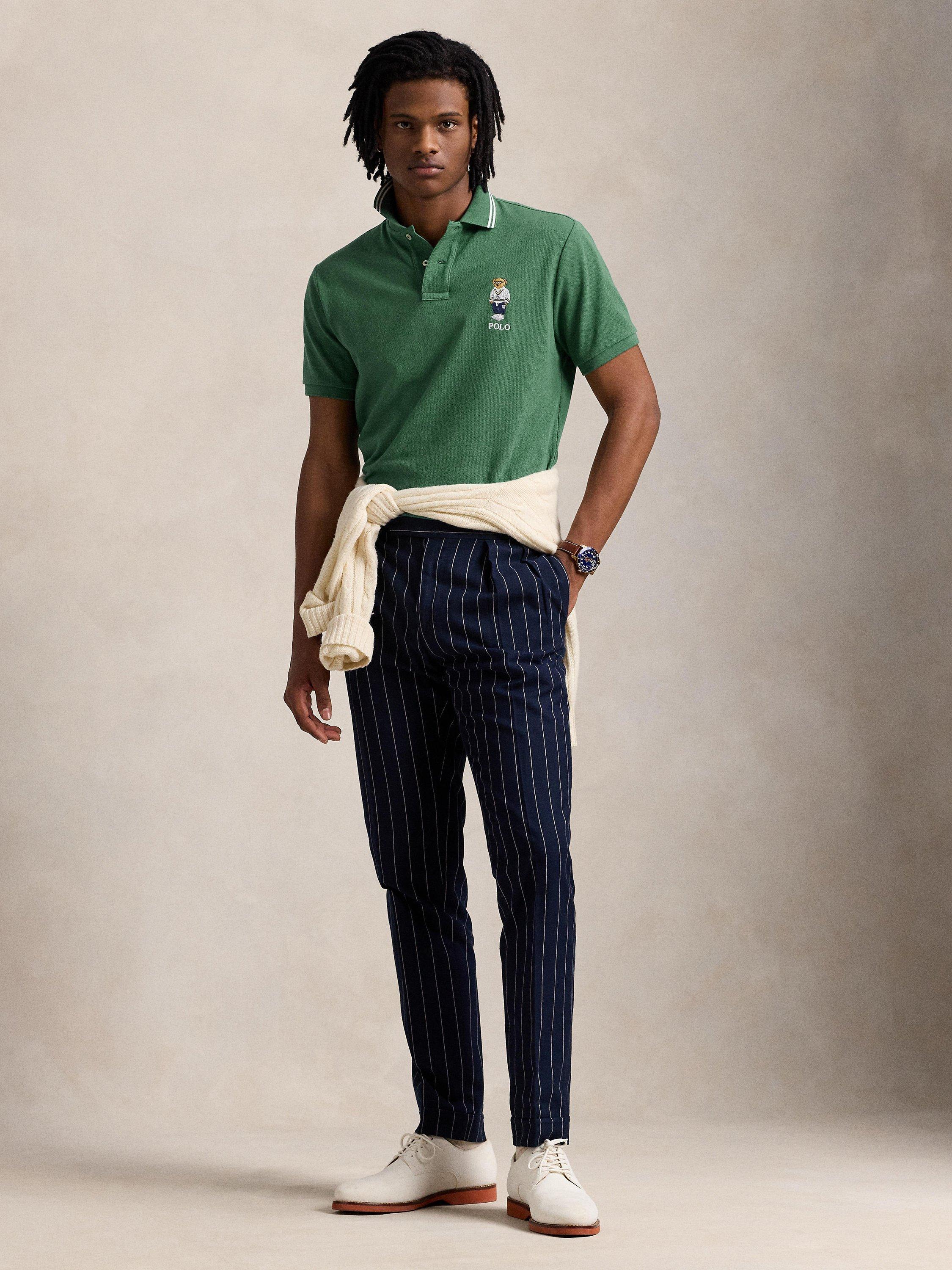 Product image 4 of 5, which shows Polo Ralph Lauren Cotton Polo Bear Regular Fit Polo Shirt, Green bear, S
