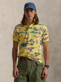 Polo Ralph Lauren Cotton Custom Slim Fit Short Sleeve Polo Shirt, On Holiday Bear Ylow, On Holiday Bear Ylow