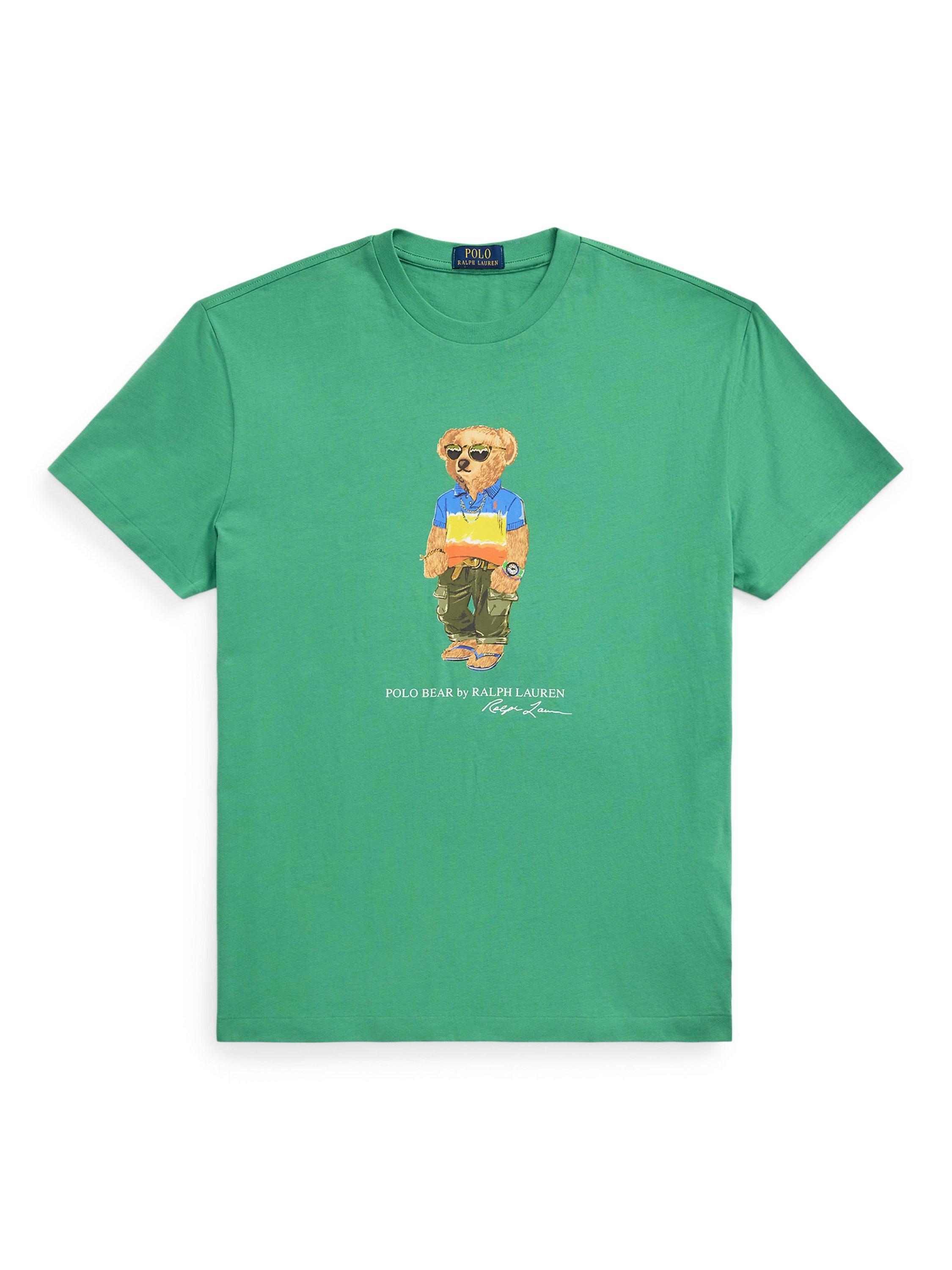 Product image 5 of 5, which shows Polo Ralph Lauren Cotton Custom Slim Fit Polo Bear T-Shirt, Raftgreenbear, S