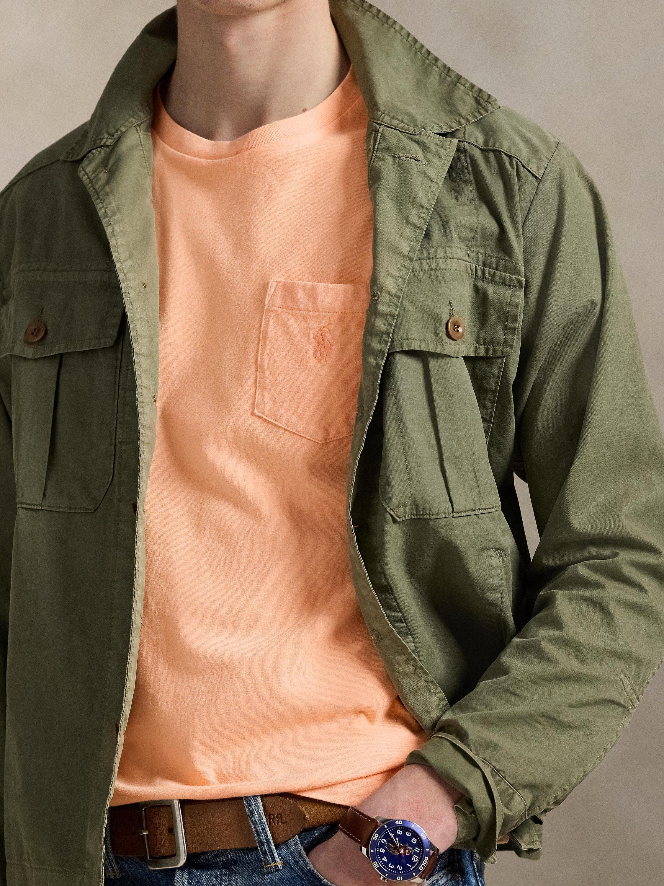 Product image 3 of 4, which shows Polo Ralph Lauren Cotton Custom Slim Fit Short Sleeve Pocket T-Shirt, Amber, S