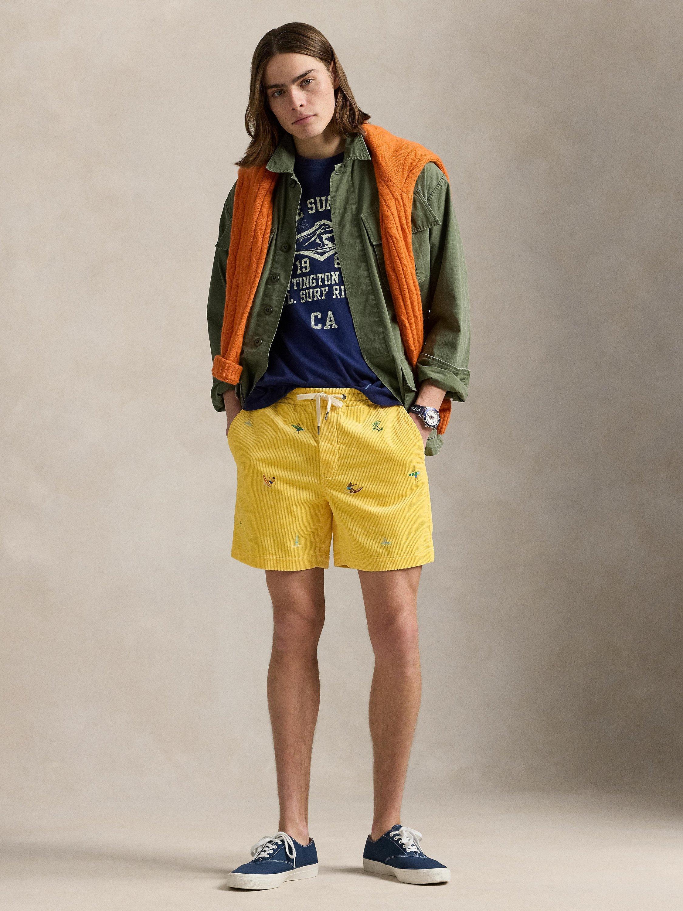 Product image 4 of 4, which shows Polo Ralph Lauren Prepster Cotton Corduroy Surfing Print Shorts, Beach Yellow, S