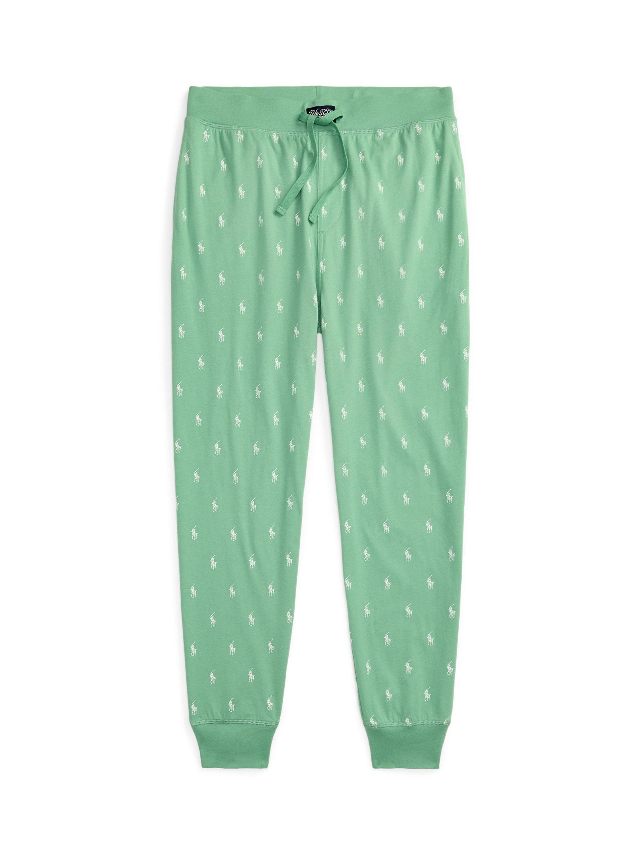 Product image 1 of 3, which shows Polo Ralph Lauren Pony Cotton Jersey Sleep Joggers, Pistachio Aopp, S