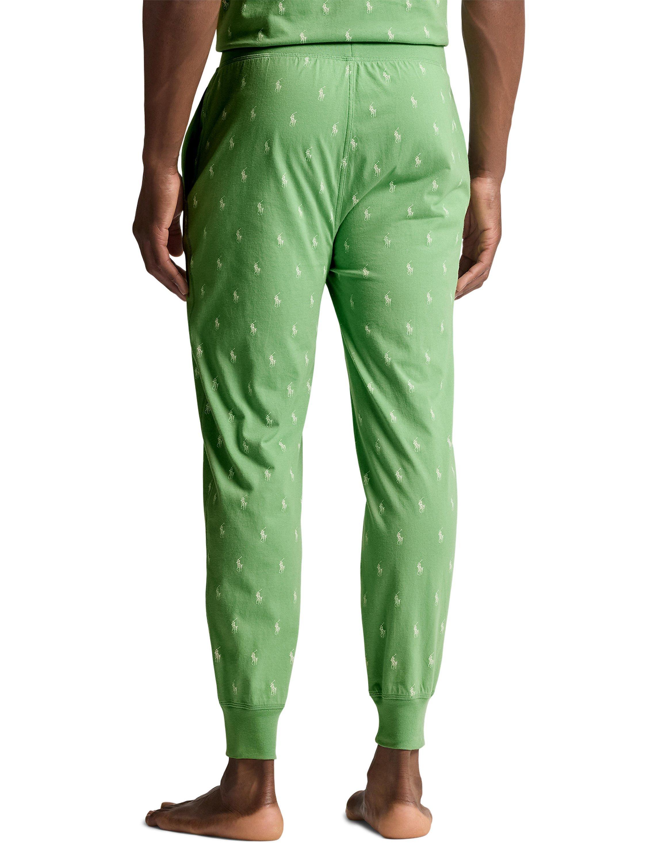 Product image 3 of 3, which shows Polo Ralph Lauren Pony Cotton Jersey Sleep Joggers, Pistachio Aopp, S