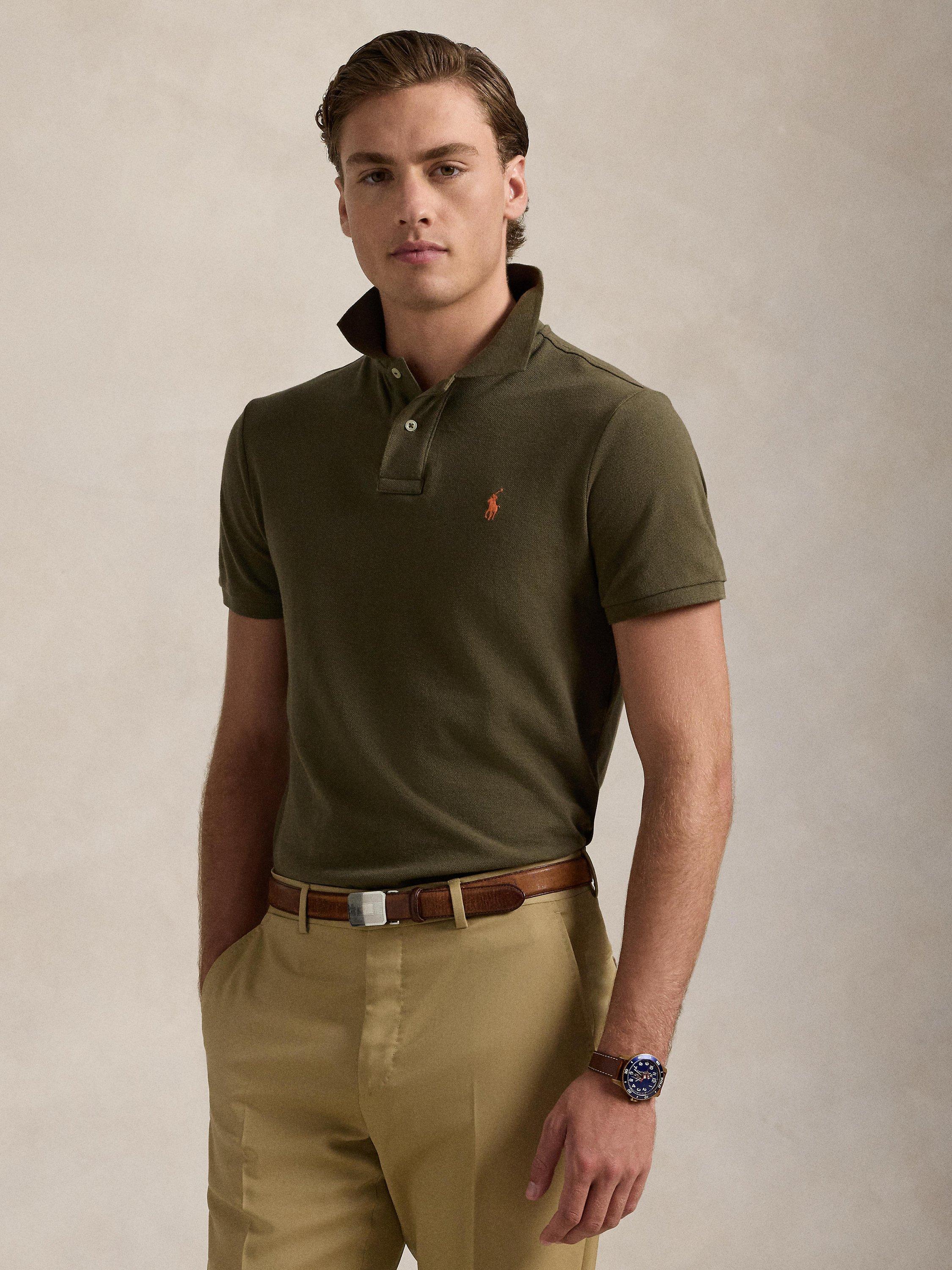 Polo Ralph Lauren Cotton Custom Slim Fit Short Sleeve Polo Shirt, Canopy Olive/C2226