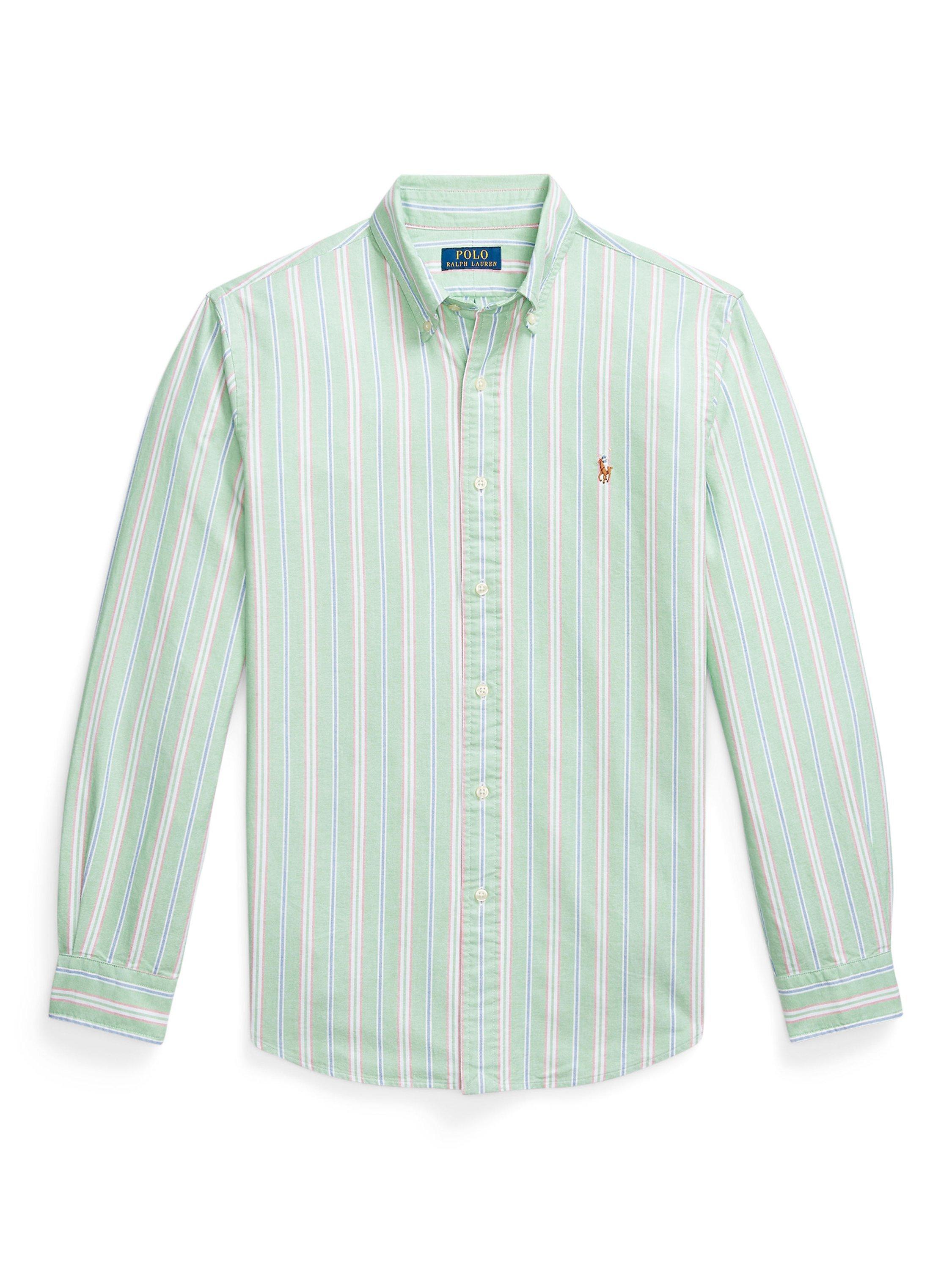 Product image 5 of 5, which shows Ralph Lauren Stripe Cotton Custom Fit Shirt, Green/Wh Multi, XXL