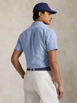 Ralph Lauren Cotton Short Sleeve Trim Fit Oxford Shirt - view 2, Bsr Blue