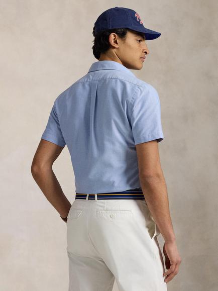 Ralph Lauren Cotton Short Sleeve Custom Fit Oxford Shirt - view 2, Blue