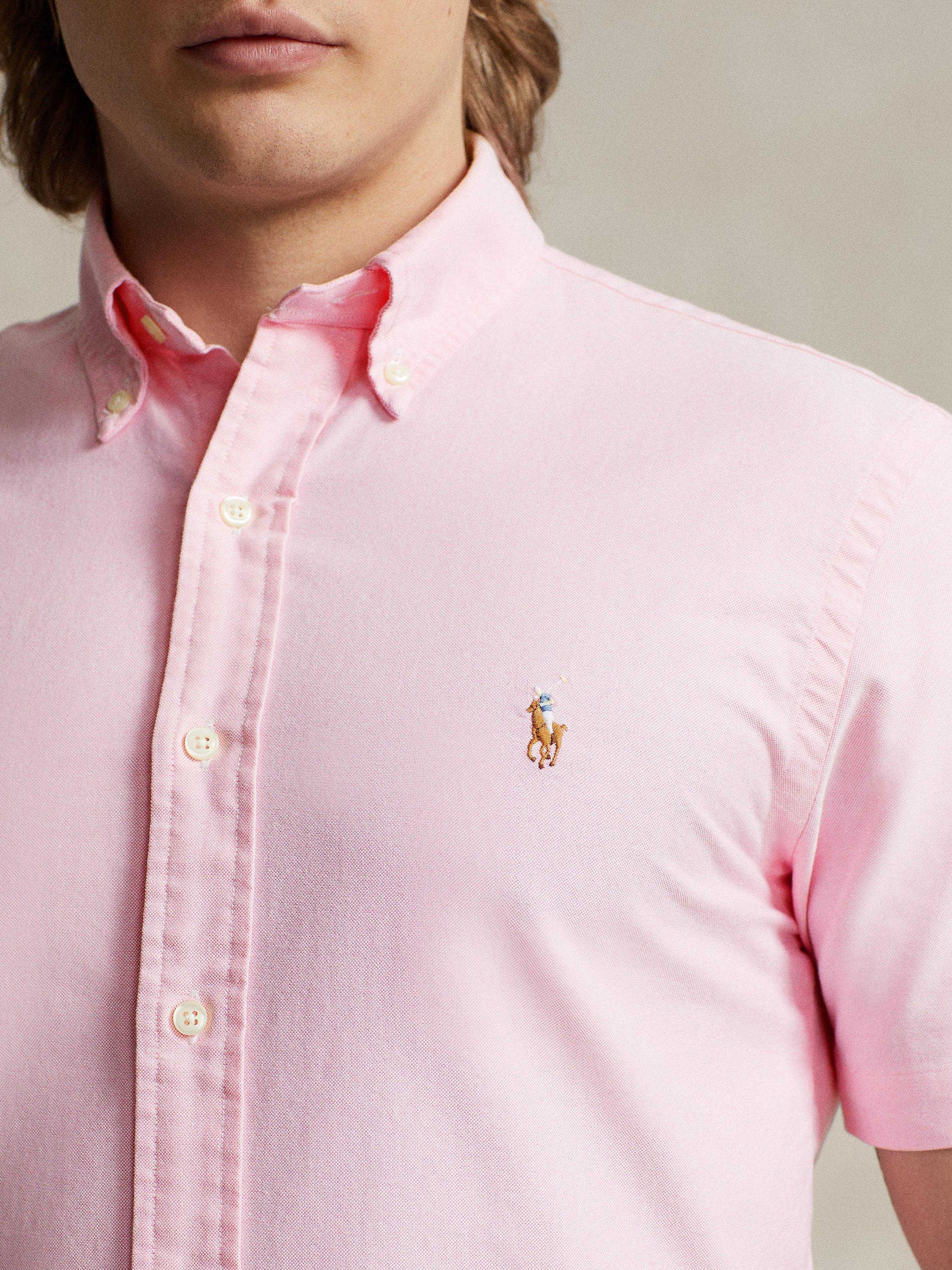 Product image 3 of 4, which shows Ralph Lauren Cotton Short Sleeve Trim Fit Oxford Shirt, New Rose, S