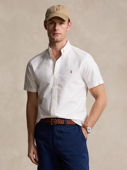 Ralph Lauren Cotton Short Sleeve Custom Fit Oxford Shirt, White