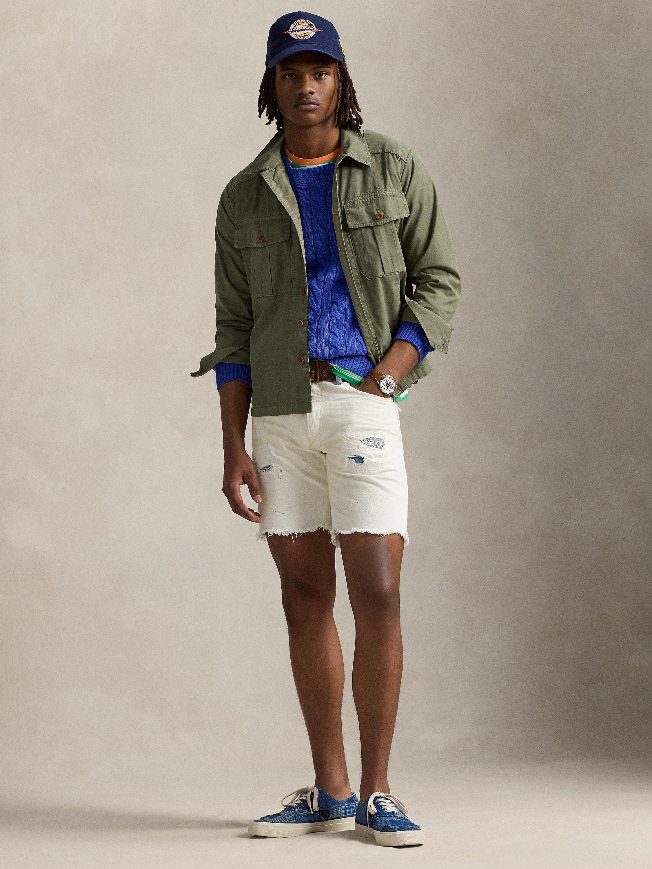 Product image 5 of 6, which shows Ralph Lauren Driver Cable Knit Jumper, Bluebell Bloom, L