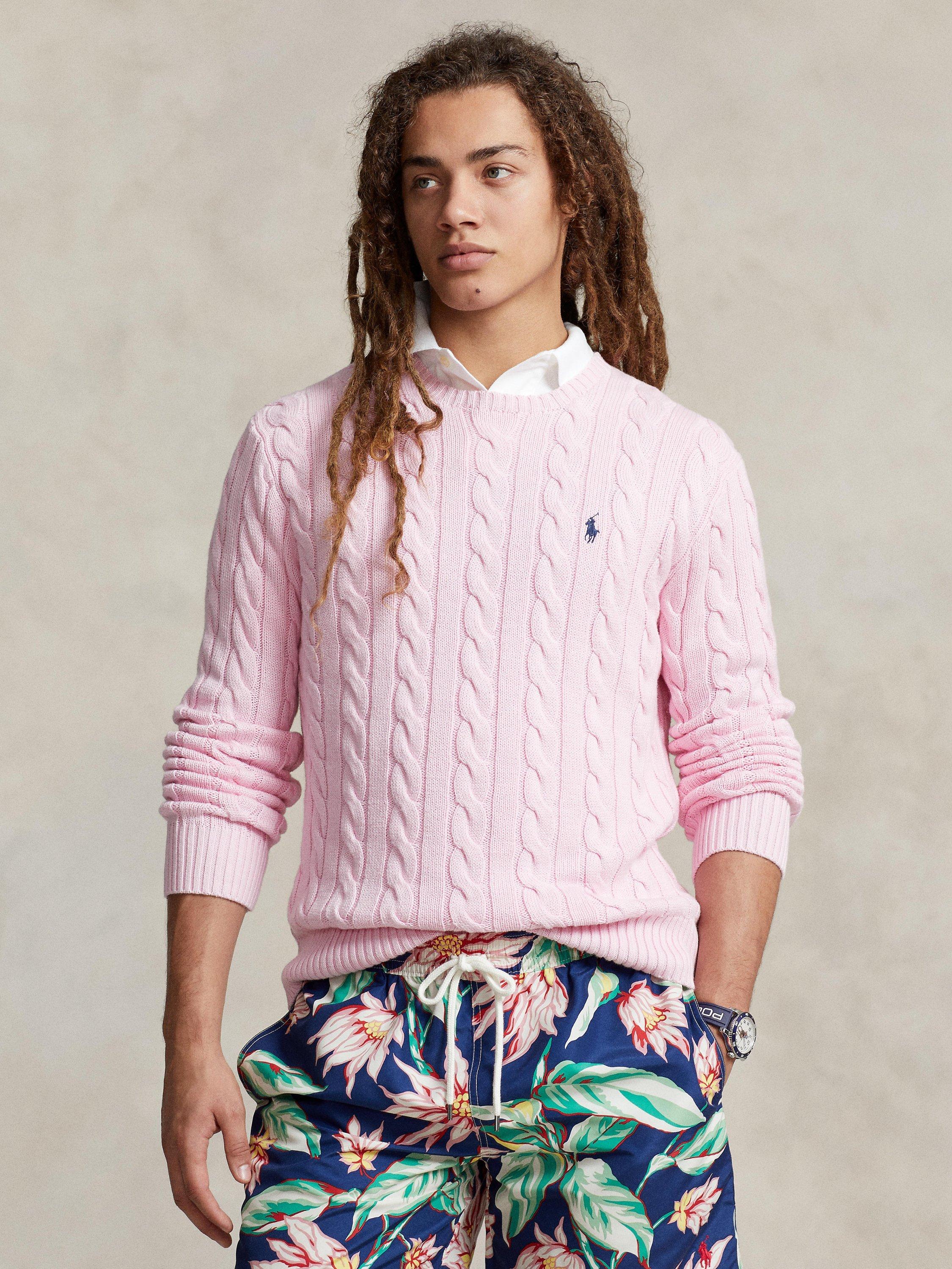 Ralph Lauren Driver Cable Knit Jumper, Carmel Pink