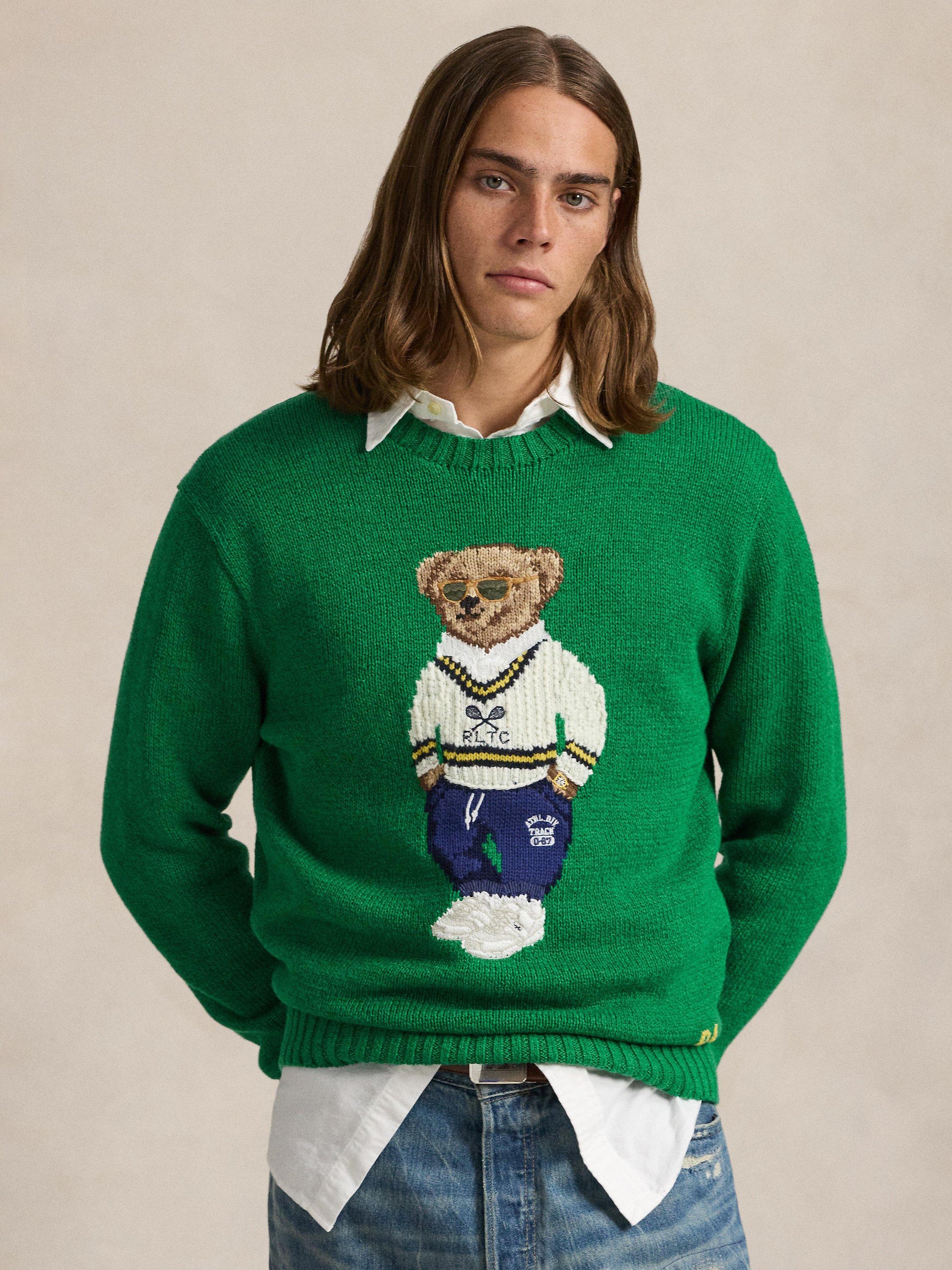 Polo Ralph Lauren Cricket Bear Linen & Cotton Blend Knit Sweater, Primary Green