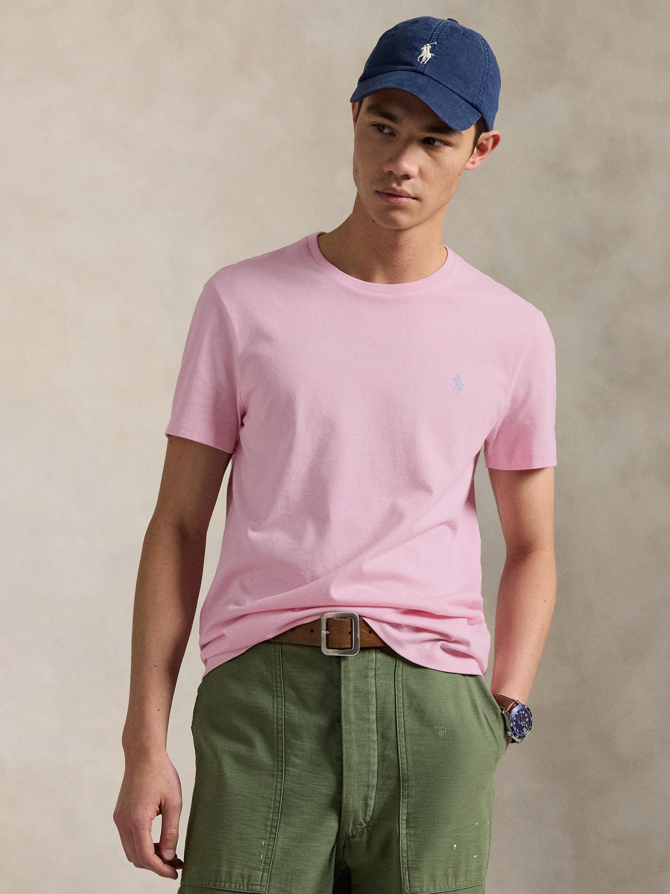 Product image 1 of 4, which shows Ralph Lauren Cotton Crew Neck T-Shirt, Bath Pink/C7172, M