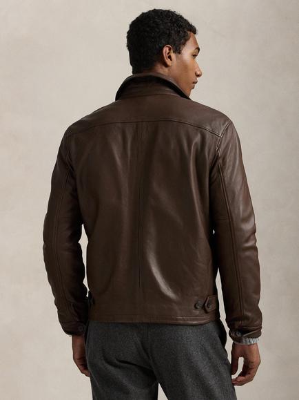 Polo Ralph Lauren Maxwell Leather Jacket, Bison Brown - view 2, Bison Brown
