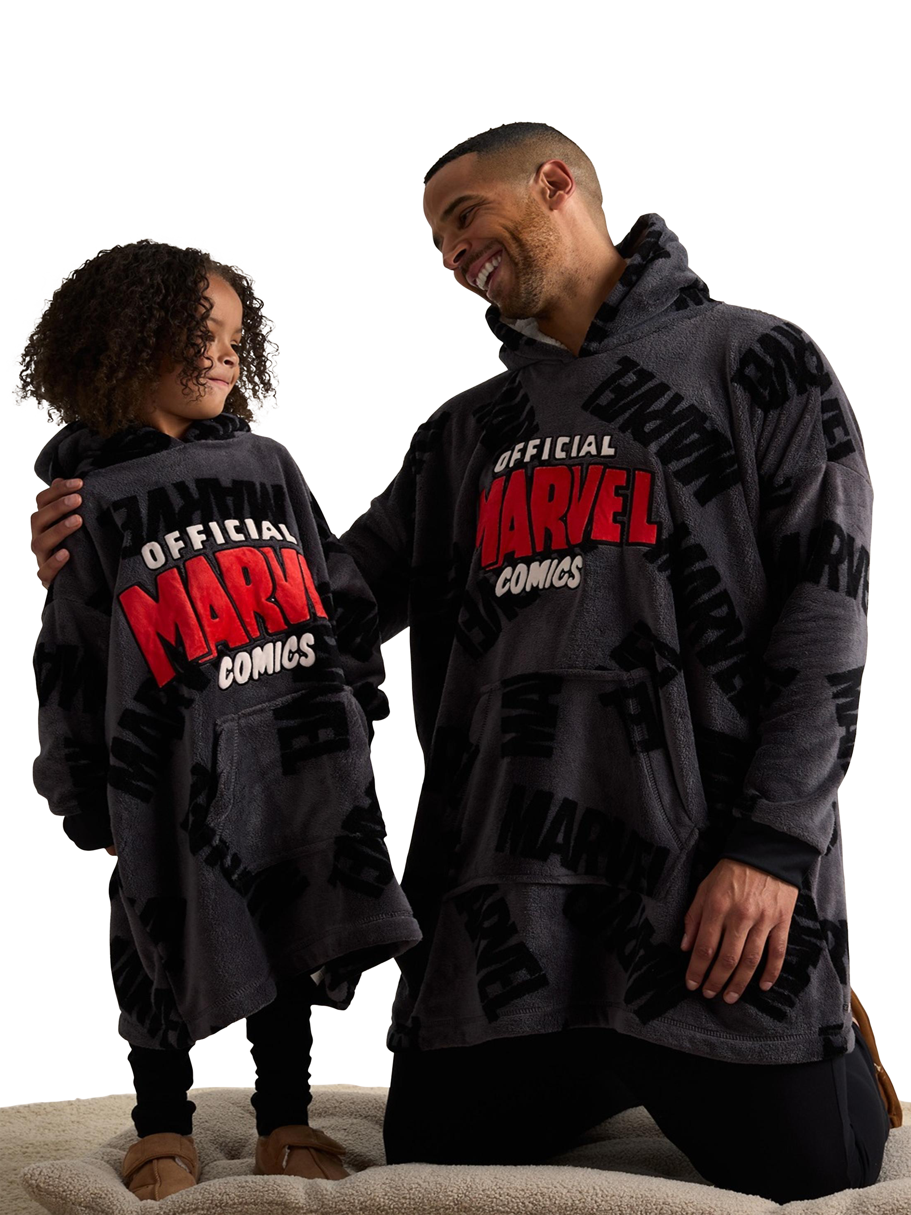 Product image 2 of 4, which shows Brand Thread Marvel Hooded Blanket, Charcoal/Multi, One Size