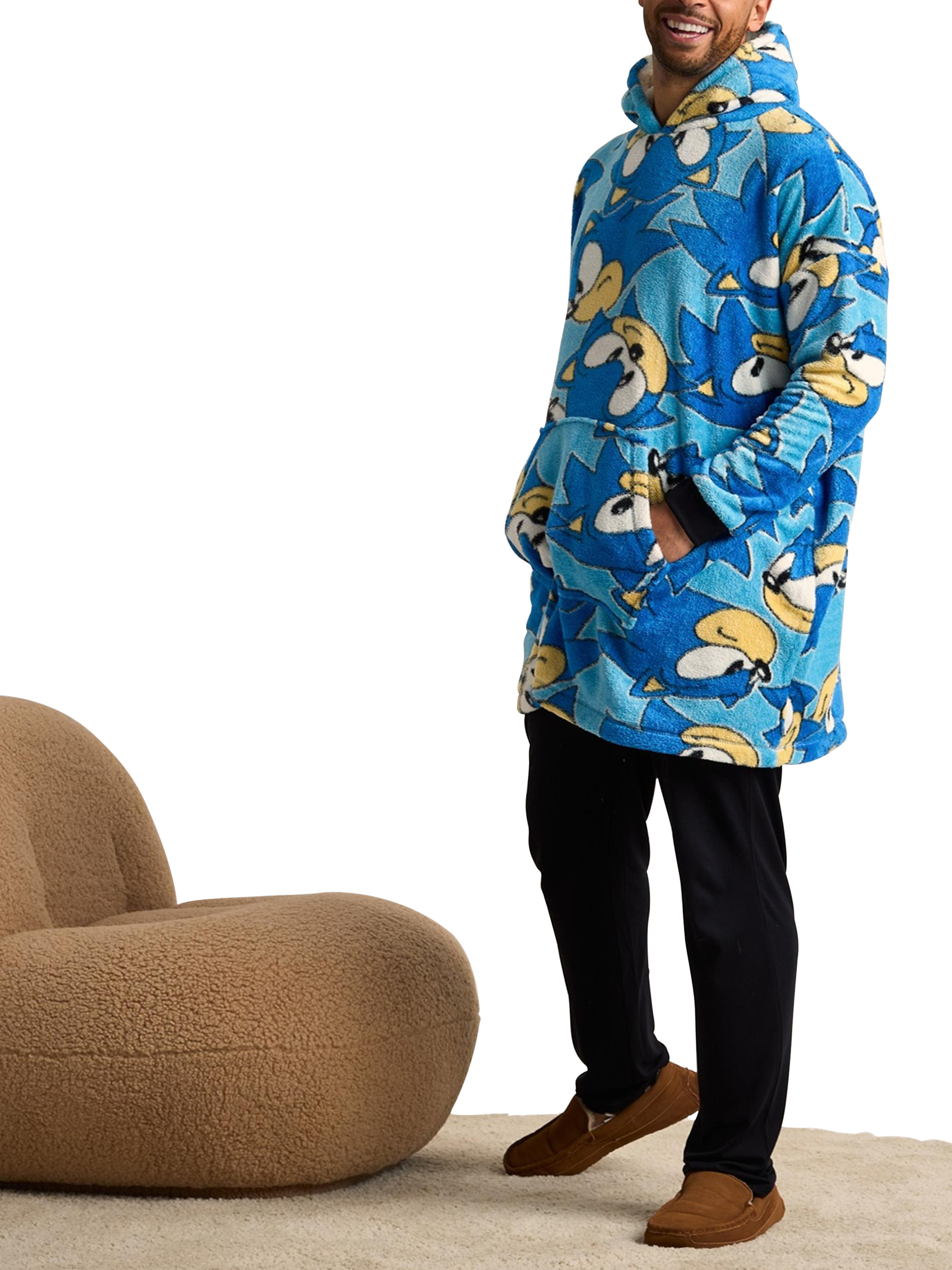 Product image 1 of 4, which shows Brand Thread Sonic Hooded Blanket, Blue, One Size