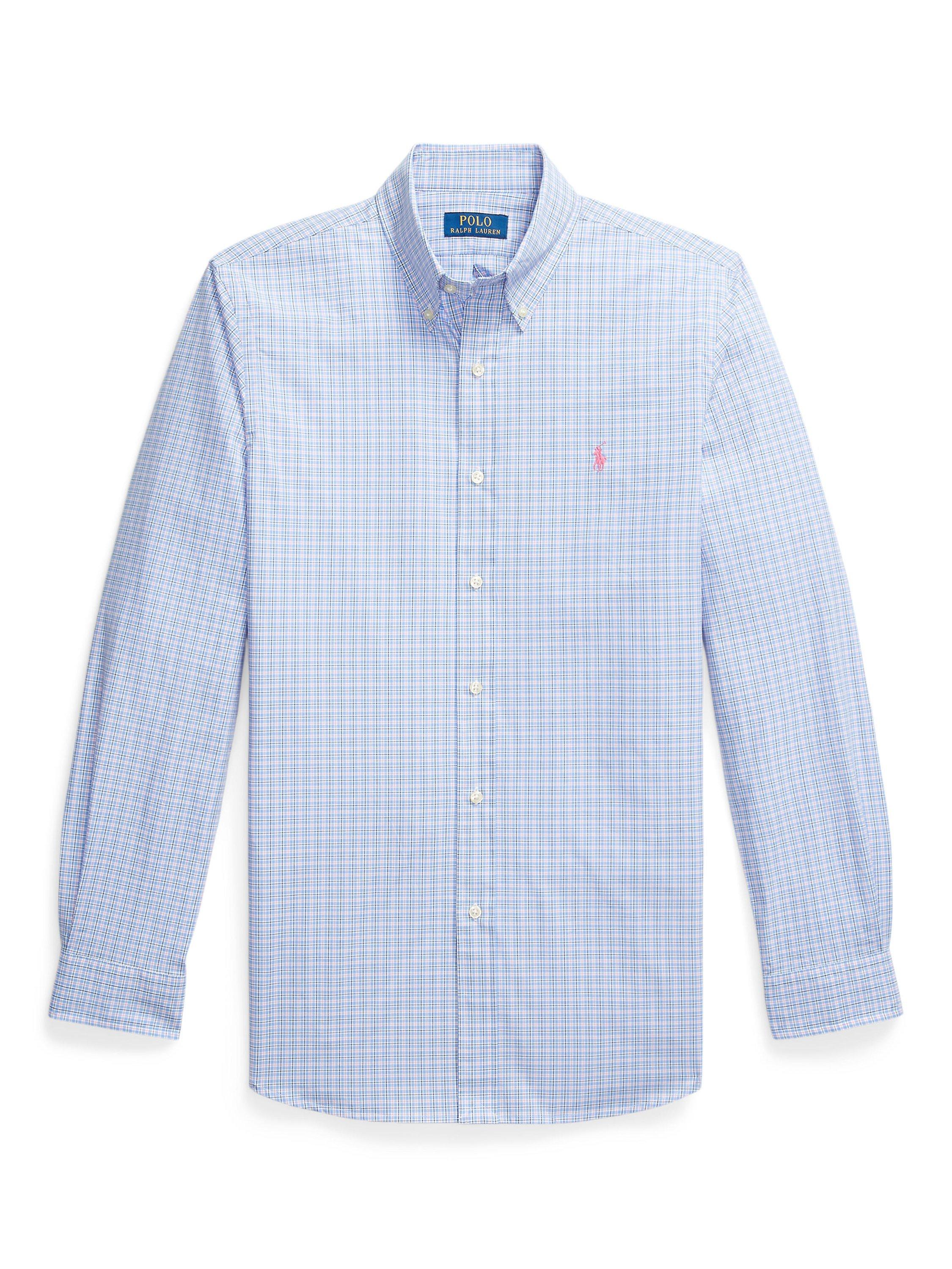 Ralph Lauren Check Cotton Poplin Regular Fit Shirt, Blue/Pink Multi