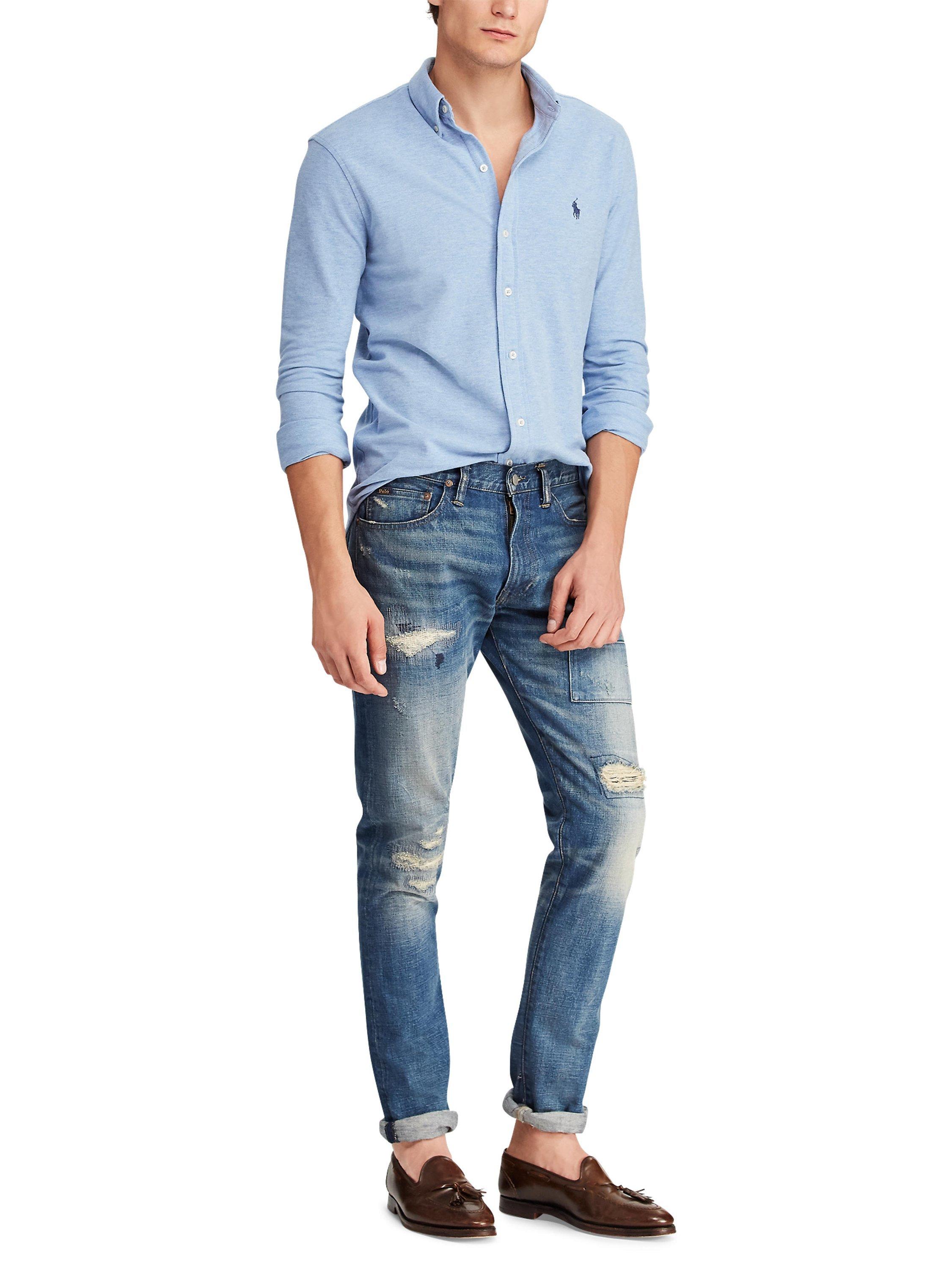 Ralph Lauren Cotton Mesh Button Down Shirt, Isle Heather