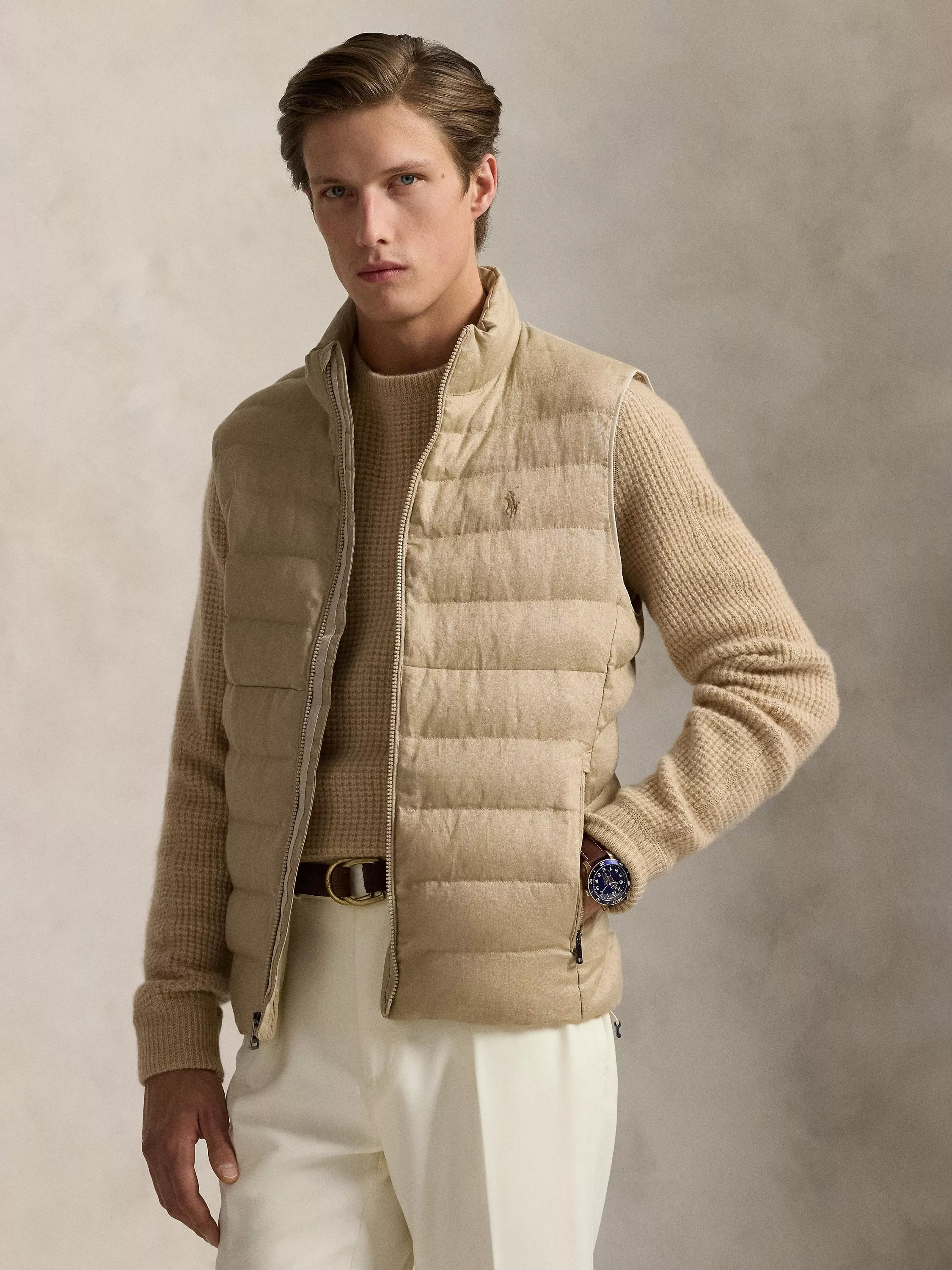 Polo Ralph Lauren Quilted Terra Gilet, Coastal Beige