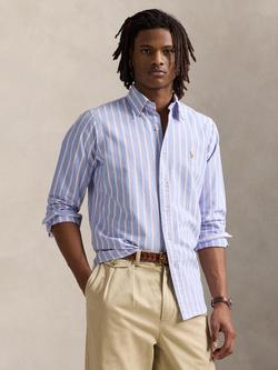 Ralph Lauren Stripe Cotton Regular Fit Oxford Shirt, Blue/Pink, 259a Blue/Pink