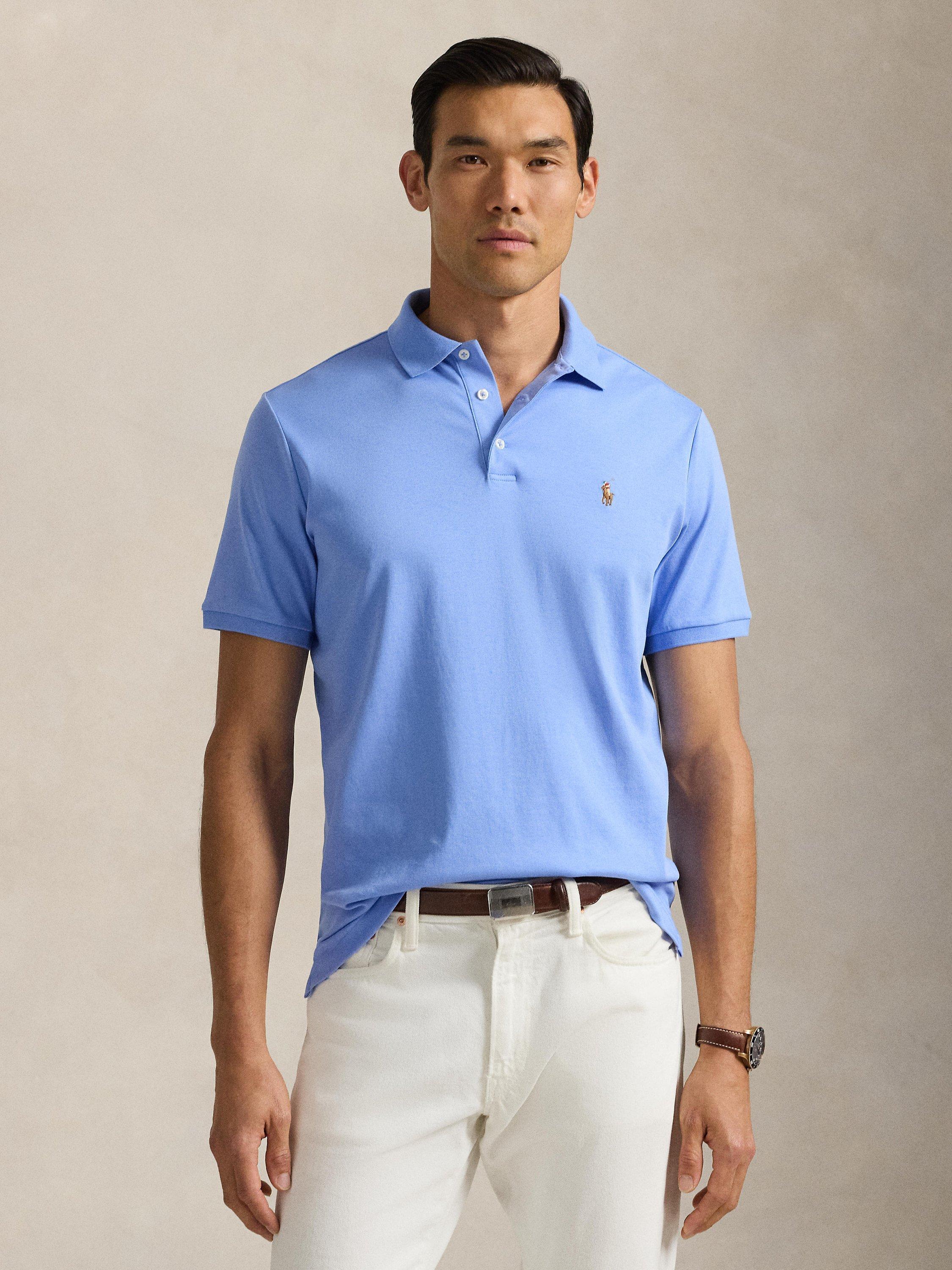 Polo Ralph Lauren Cotton Custom Slim Fit Short Sleeve Polo Shirt, Canvas Blue