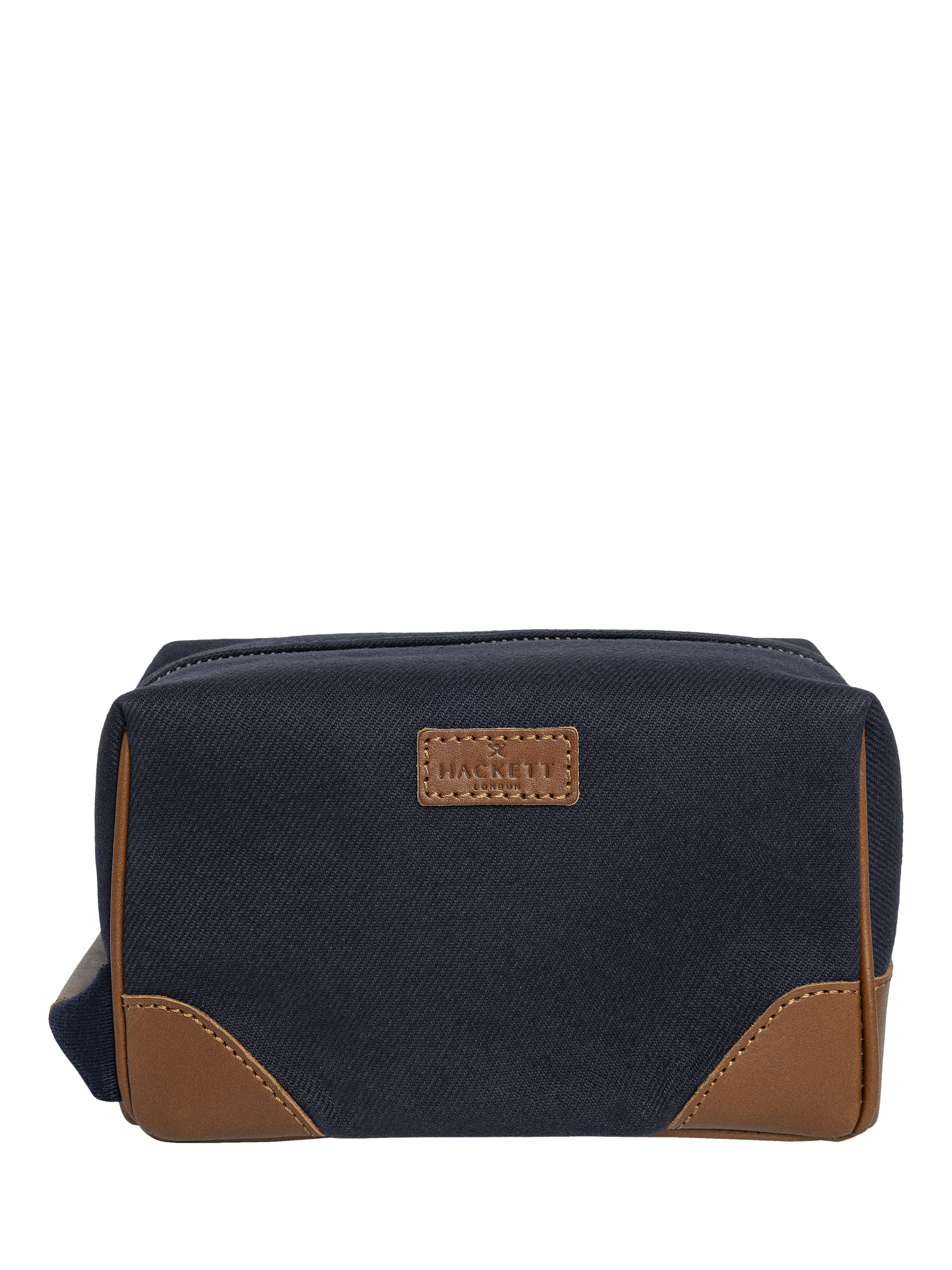 Product image 1 of 4, which shows Hackett London Cotton Canvas Wash Bag, Navy