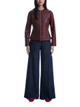 James Lakeland Leather Diamond Stitch Jacket, Burgundy
