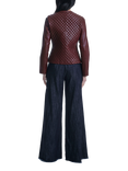 James Lakeland Leather Diamond Stitch Jacket, Burgundy