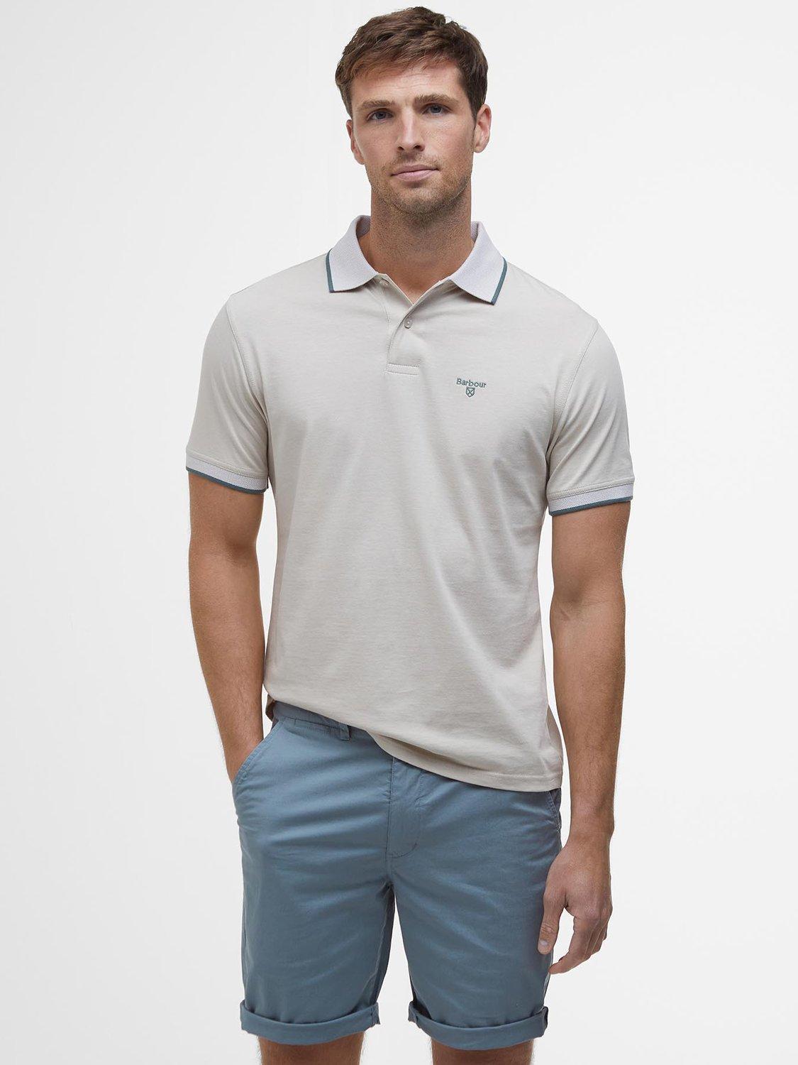 Barbour Cornsay Cotton Tailored Fit Short Sleeve Polo Shirt, Mist
