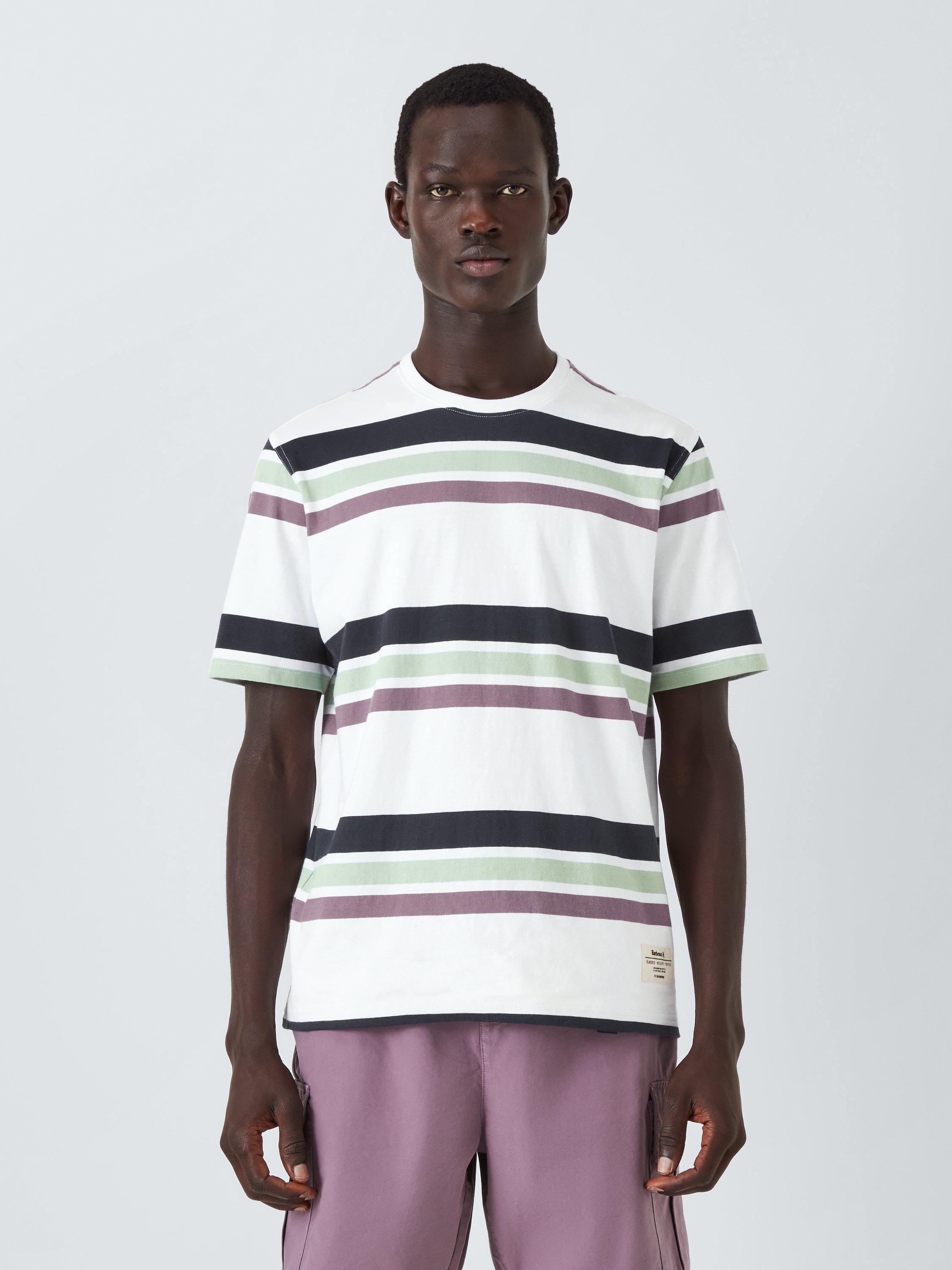 Product image 1 of 6, which shows Barbour Golborne Stripe Relaxed Fit T-Shirt, White, S