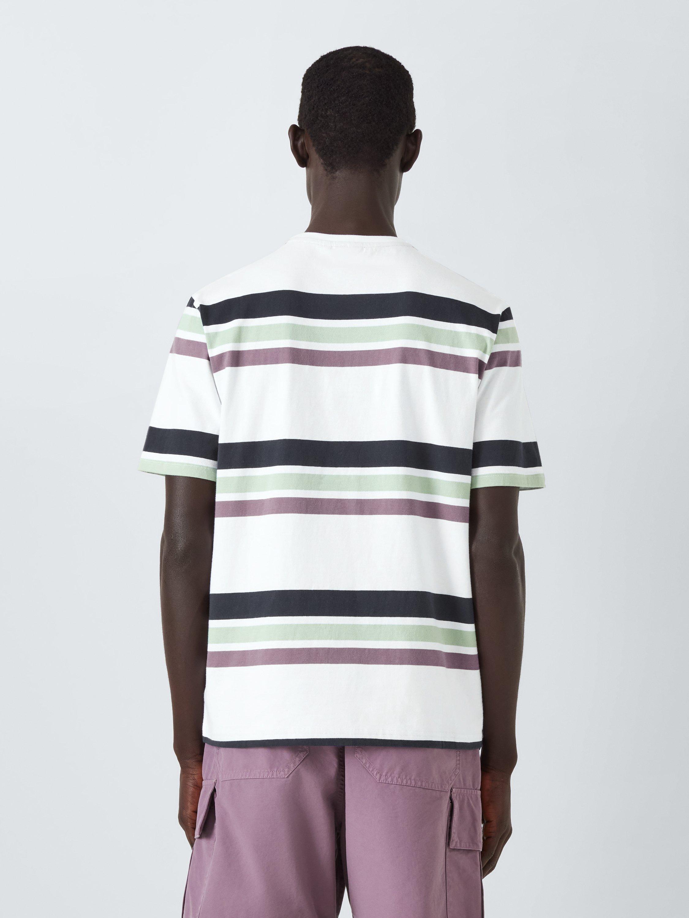 Product image 2 of 6, which shows Barbour Golborne Stripe Relaxed Fit T-Shirt, White, S
